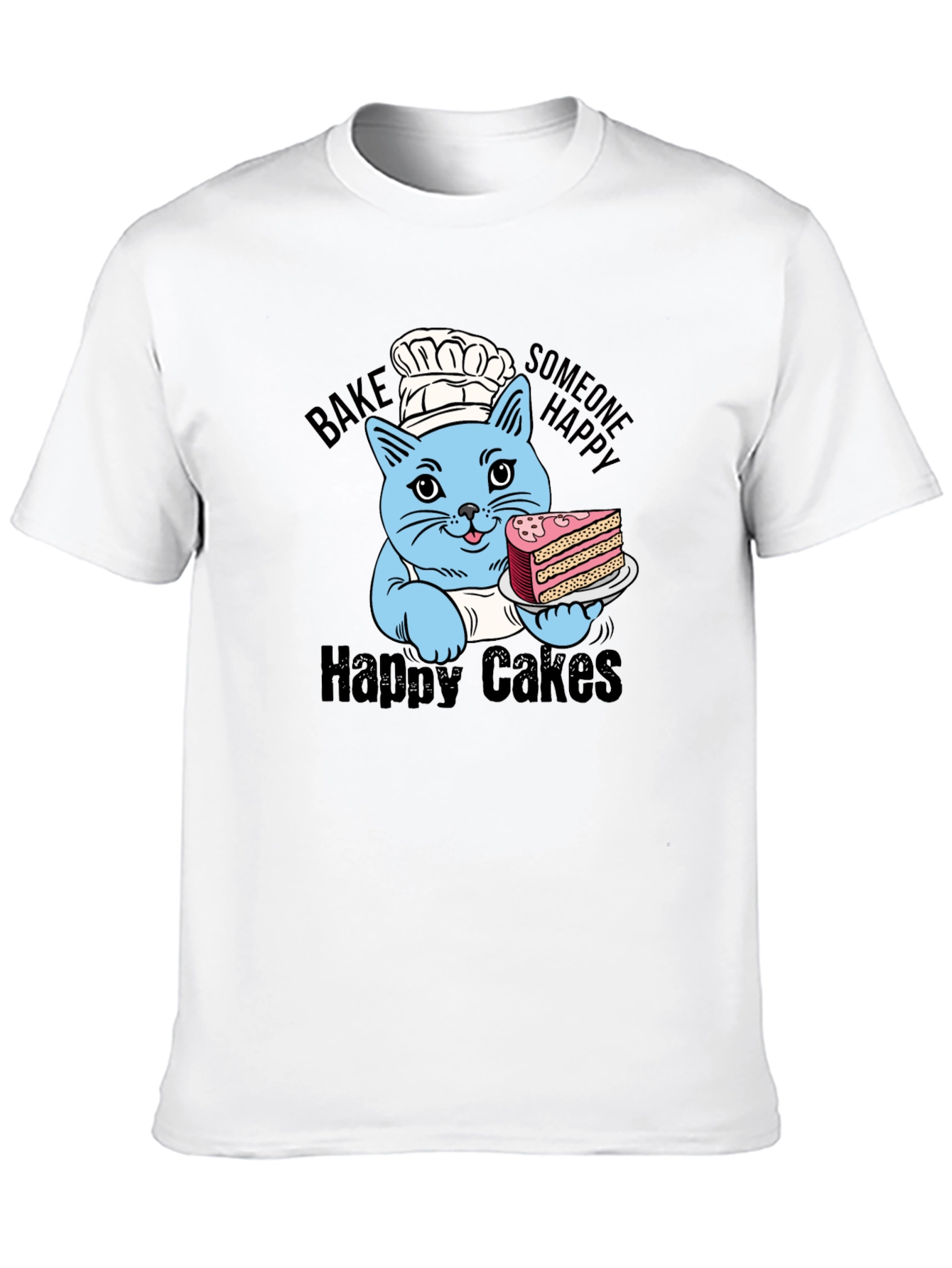 Black Happy Cakes T-Shirt: Cute Cat Baker view 10