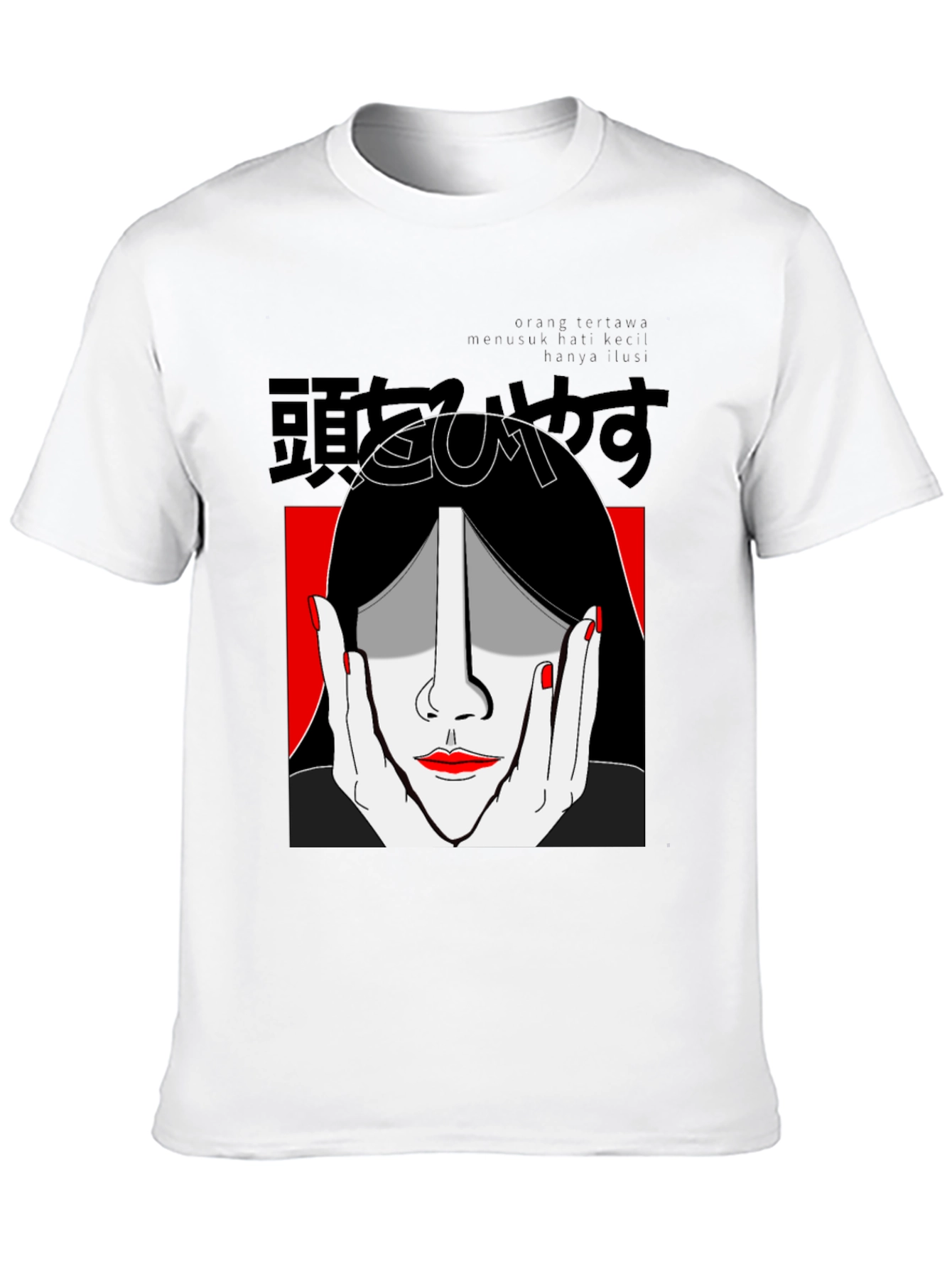 Black Graphic Print Tee - Striking Face Design view 10