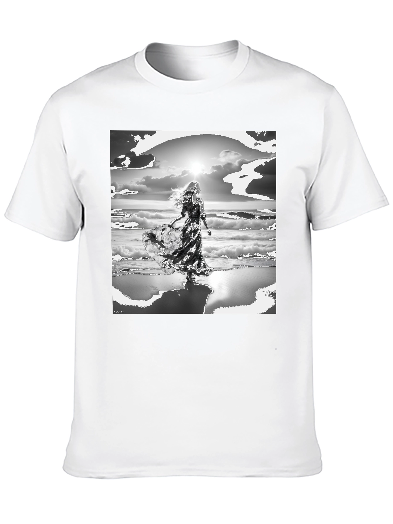 Black Woman on Beach Graphic Tee - Black view 10