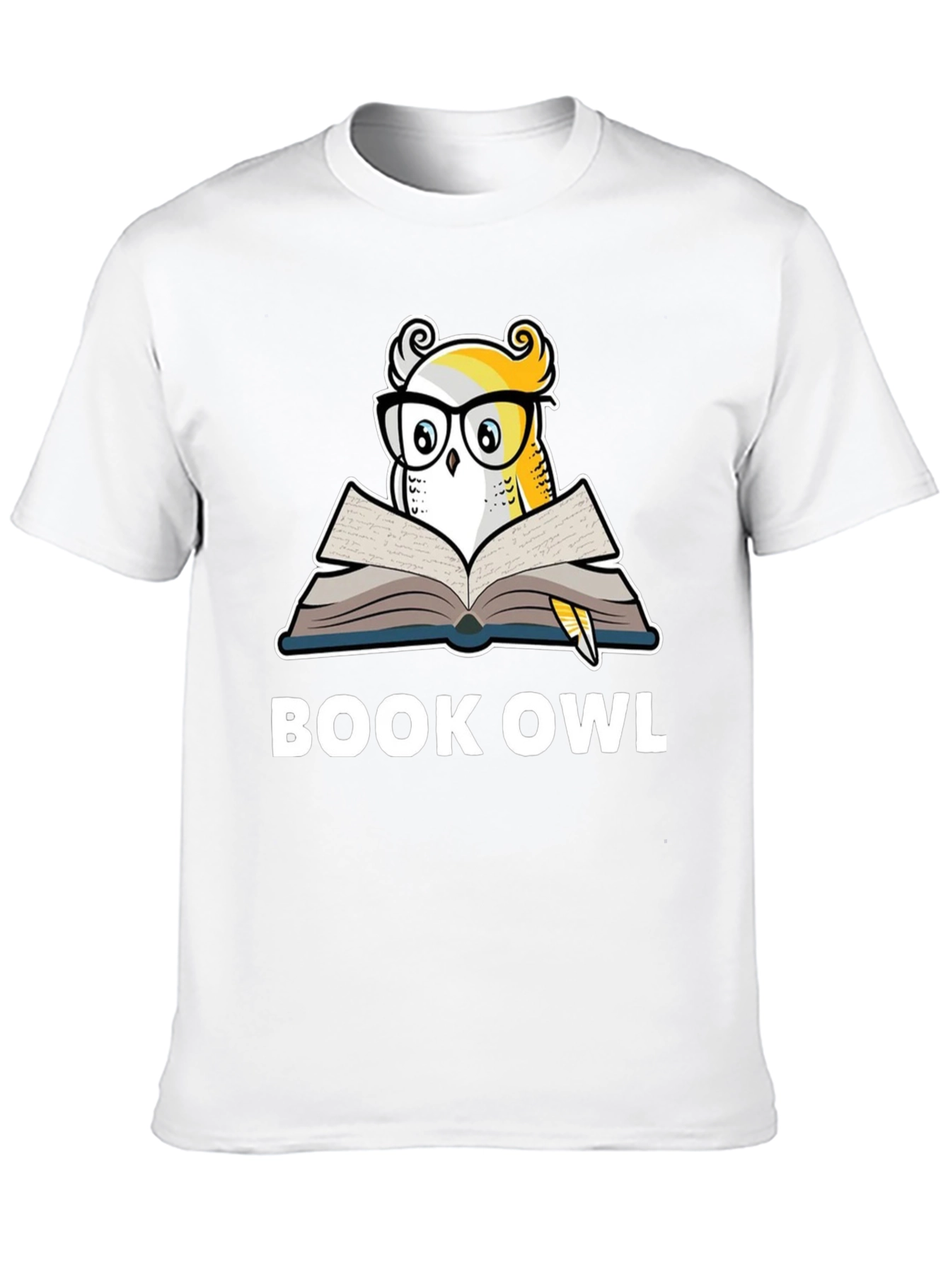 Black Book Owl Graphic T-Shirt - Black Cotton Tee view 10