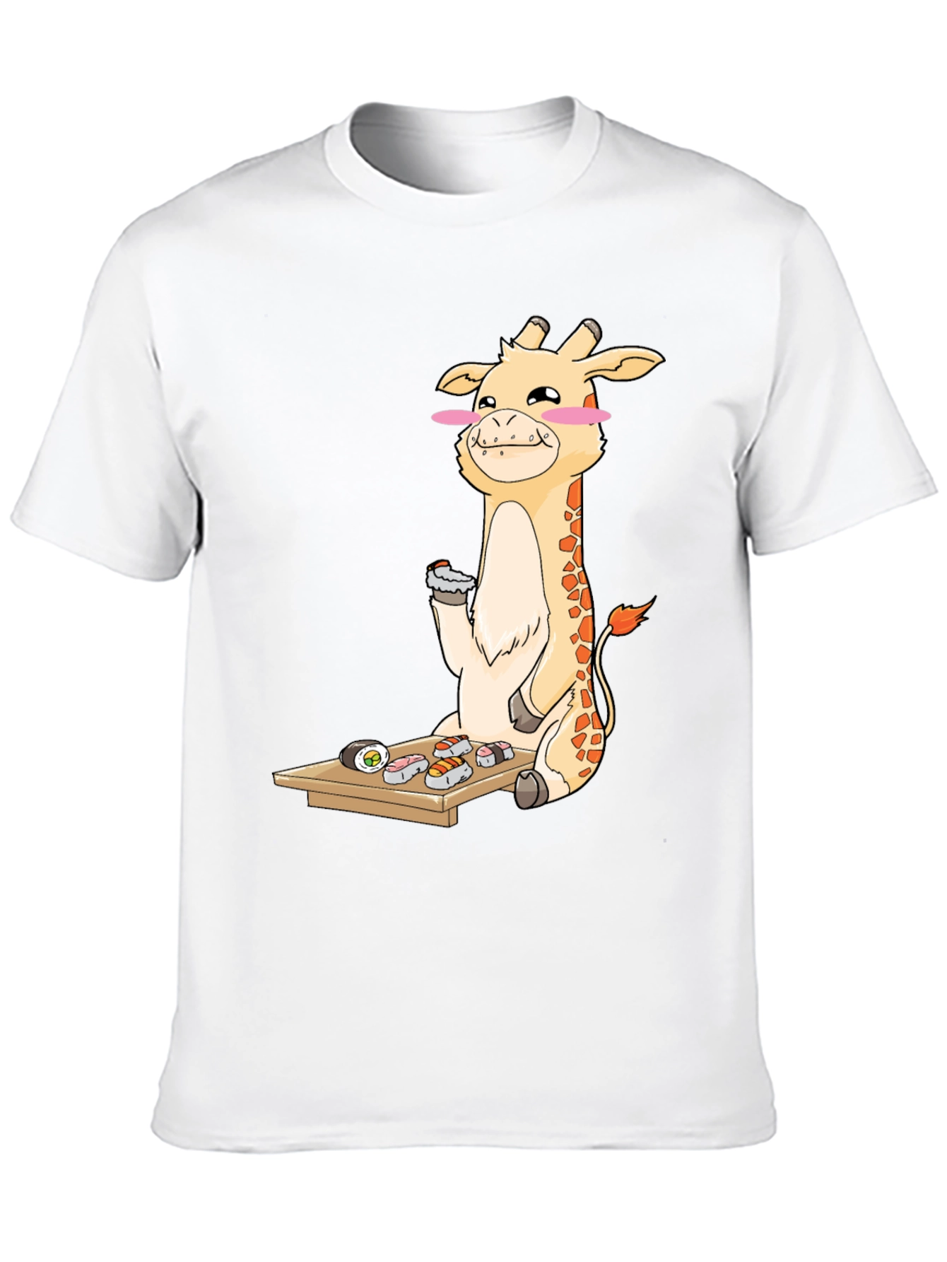 Black Giraffe Sushi Lover T-Shirt - Fun Cartoon Graphic Tee view 10