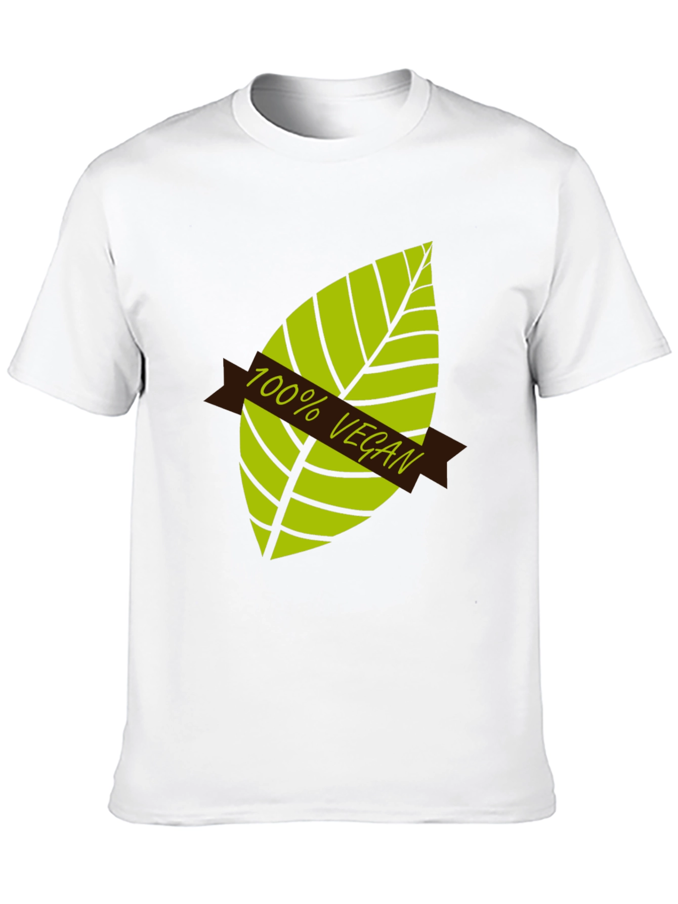 Black 100% Vegan Graphic T-Shirt - Black, Leaf Design view 10