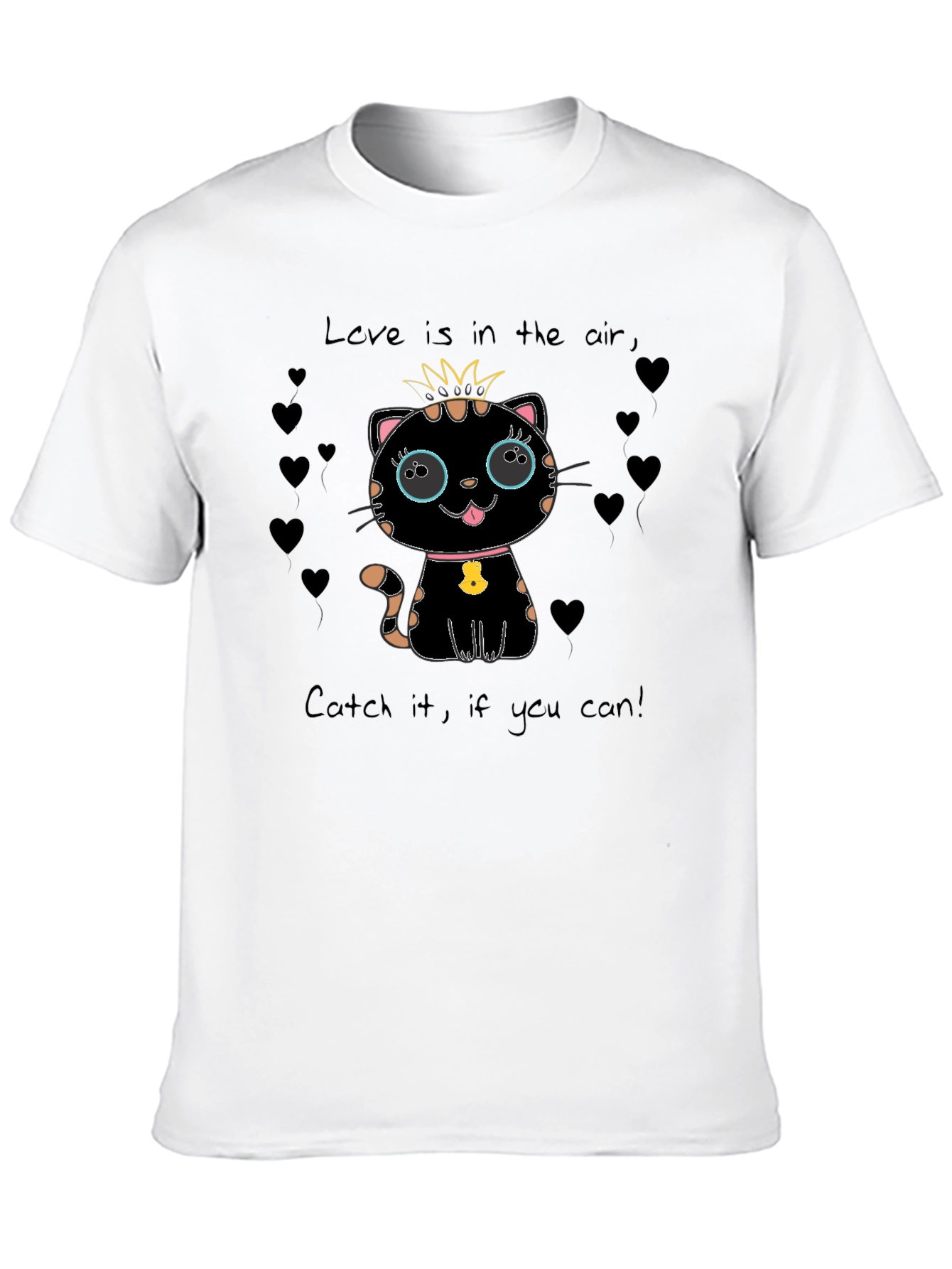 Black Cute Cat Love T-Shirt view 10