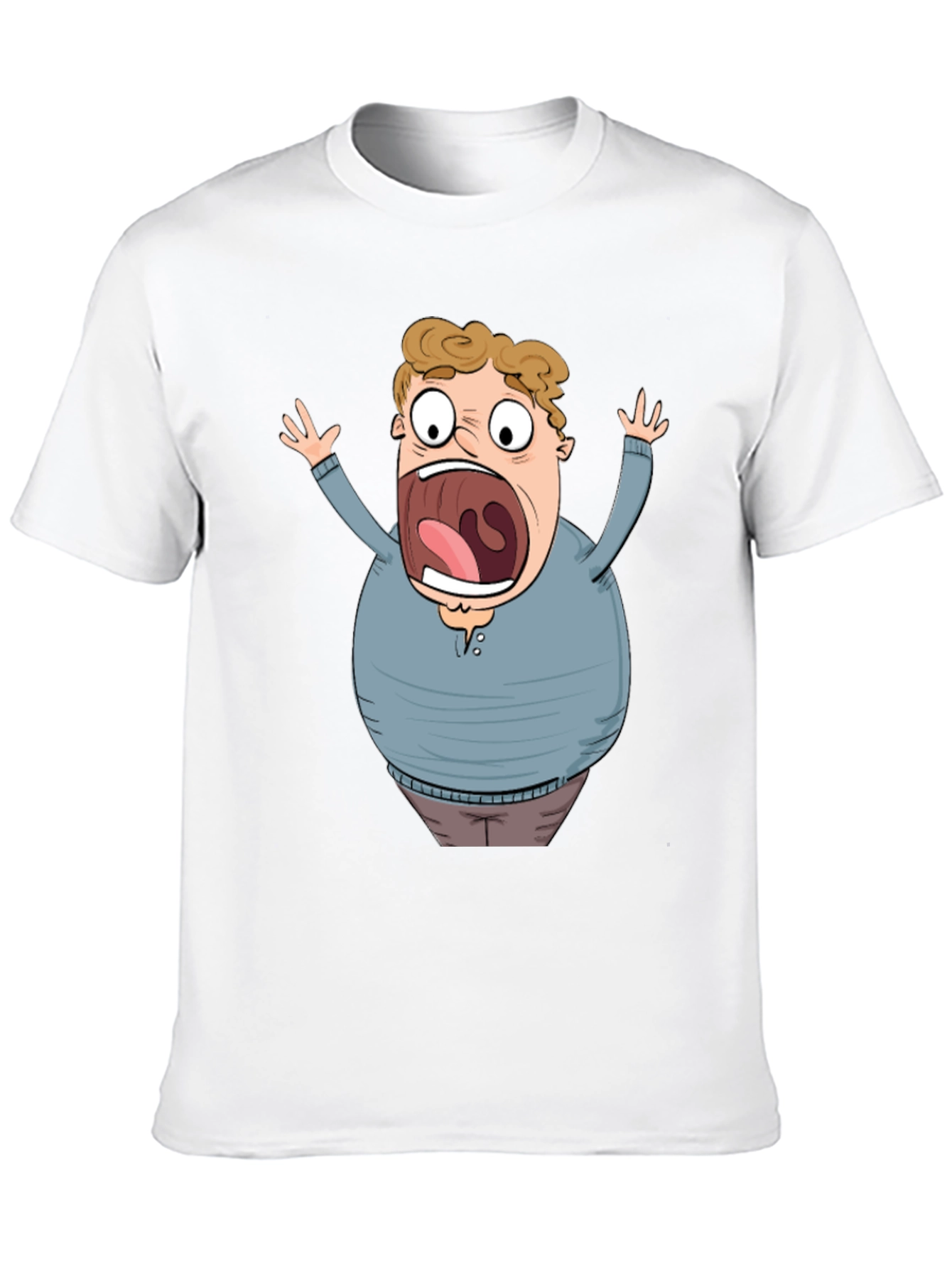 Black Cartoon Scared Man Graphic Black T-Shirt view 10