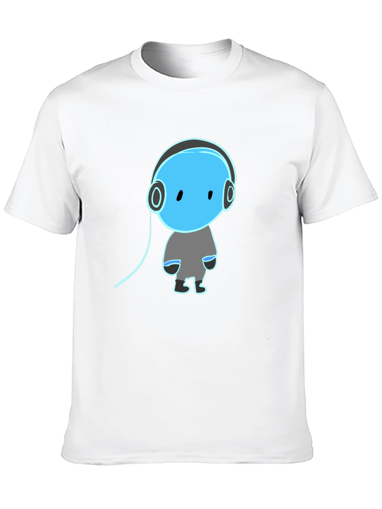 Black Cool Graphic Tee - Blue Headphone Dude view 10