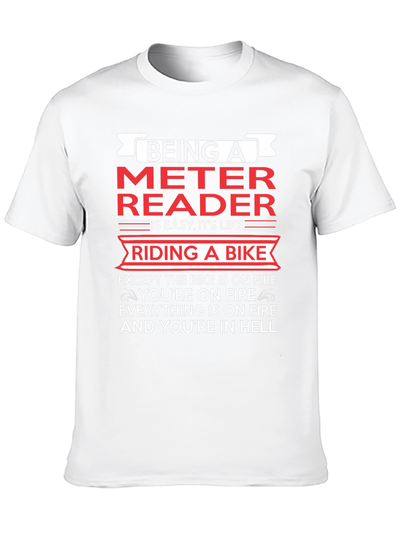 Black Meter Reader T-Shirt - Riding a Bike in Hell view 10