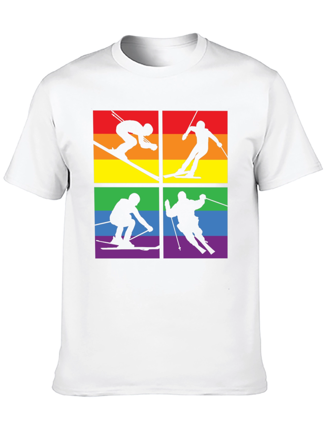 Black LGBTQ+ Pride Skiing T-Shirt view 10