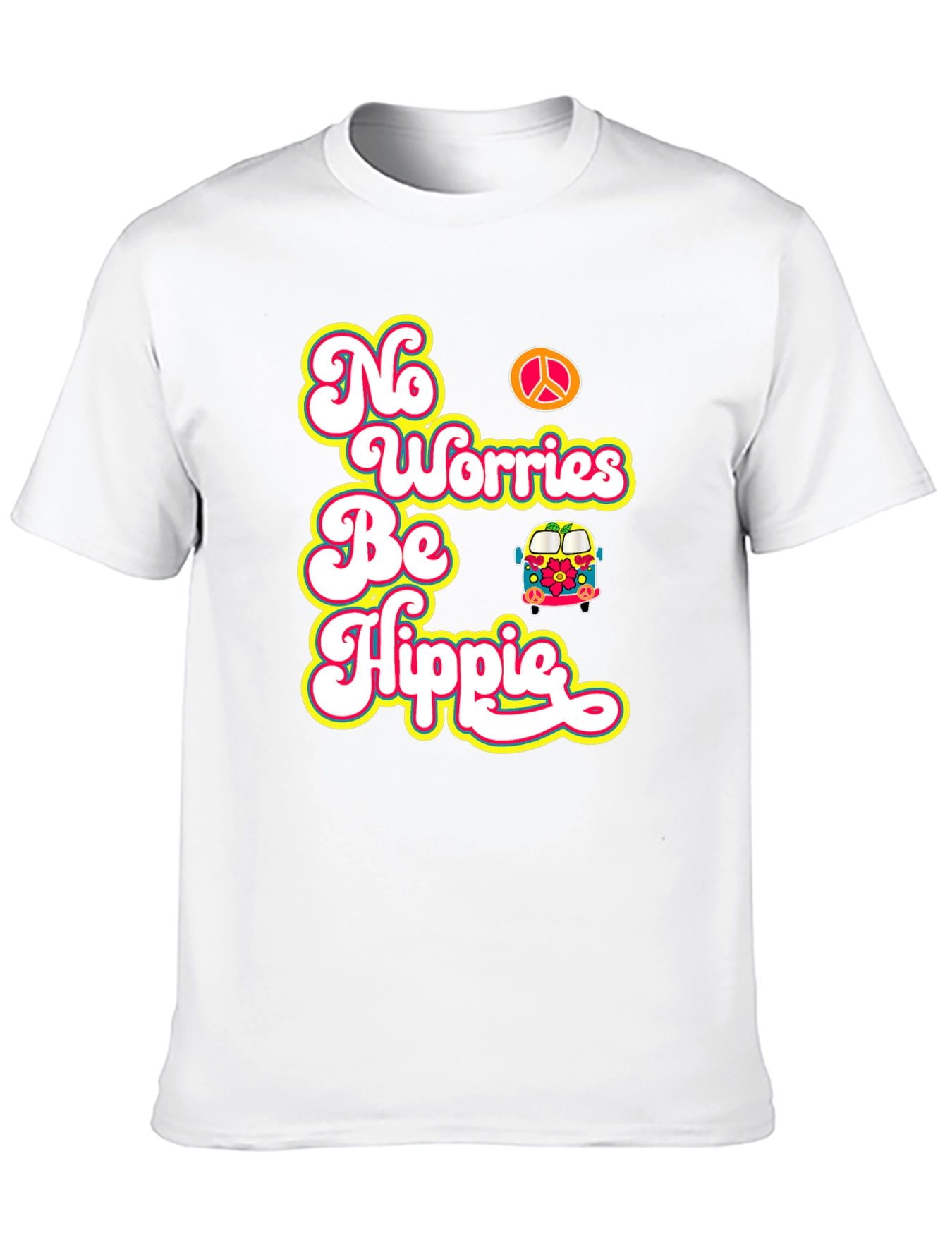 Black No Worries Be Hippie T-Shirt view 10