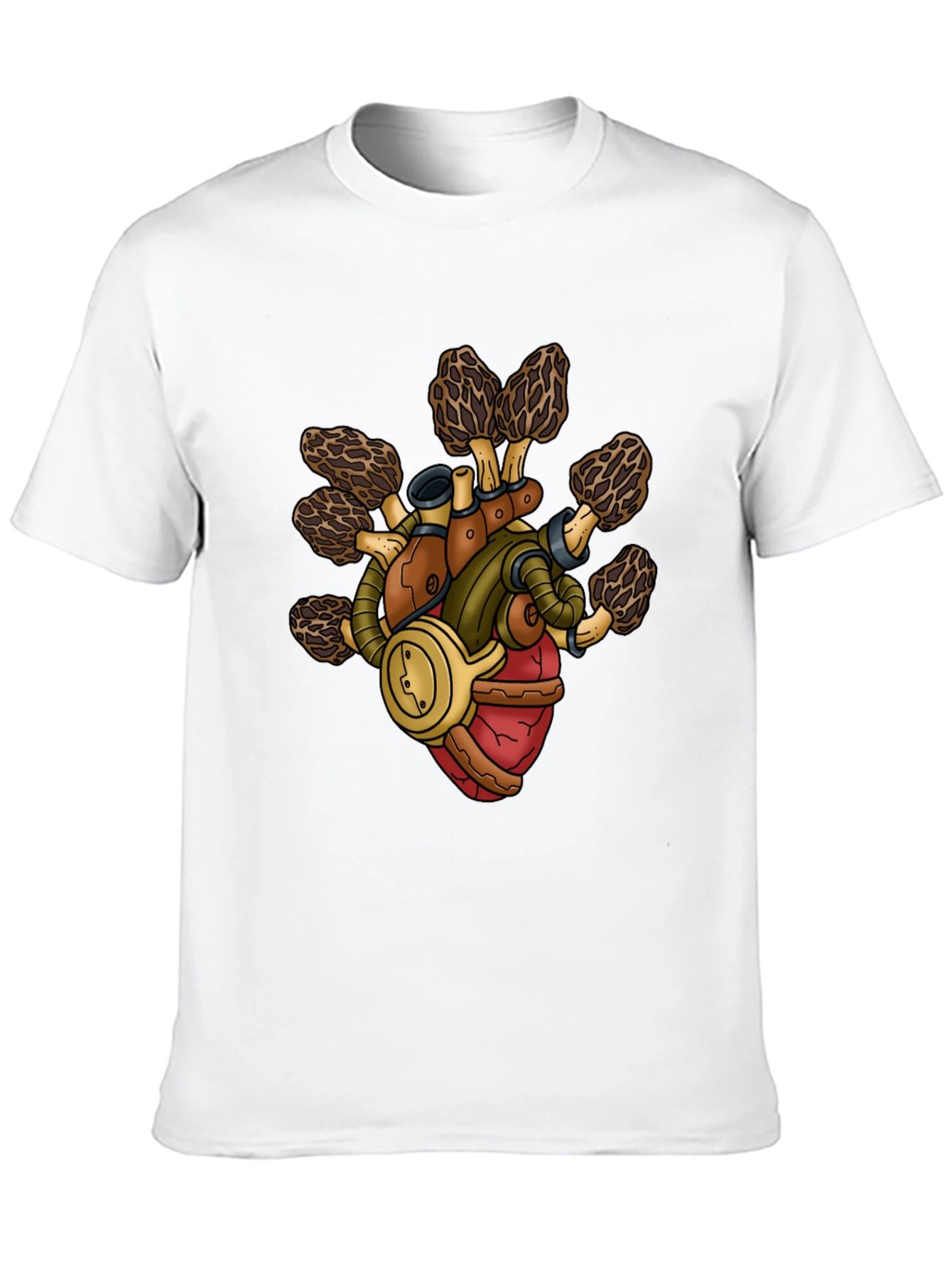 Black Steampunk Mushroom Heart T-Shirt view 10