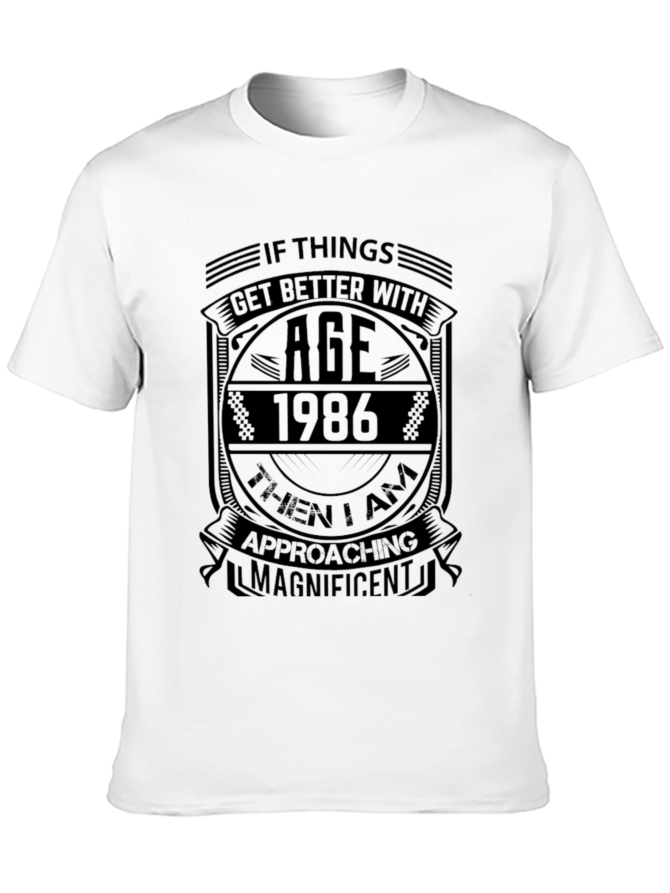 Black Age 1986 Birthday T-Shirt view 10