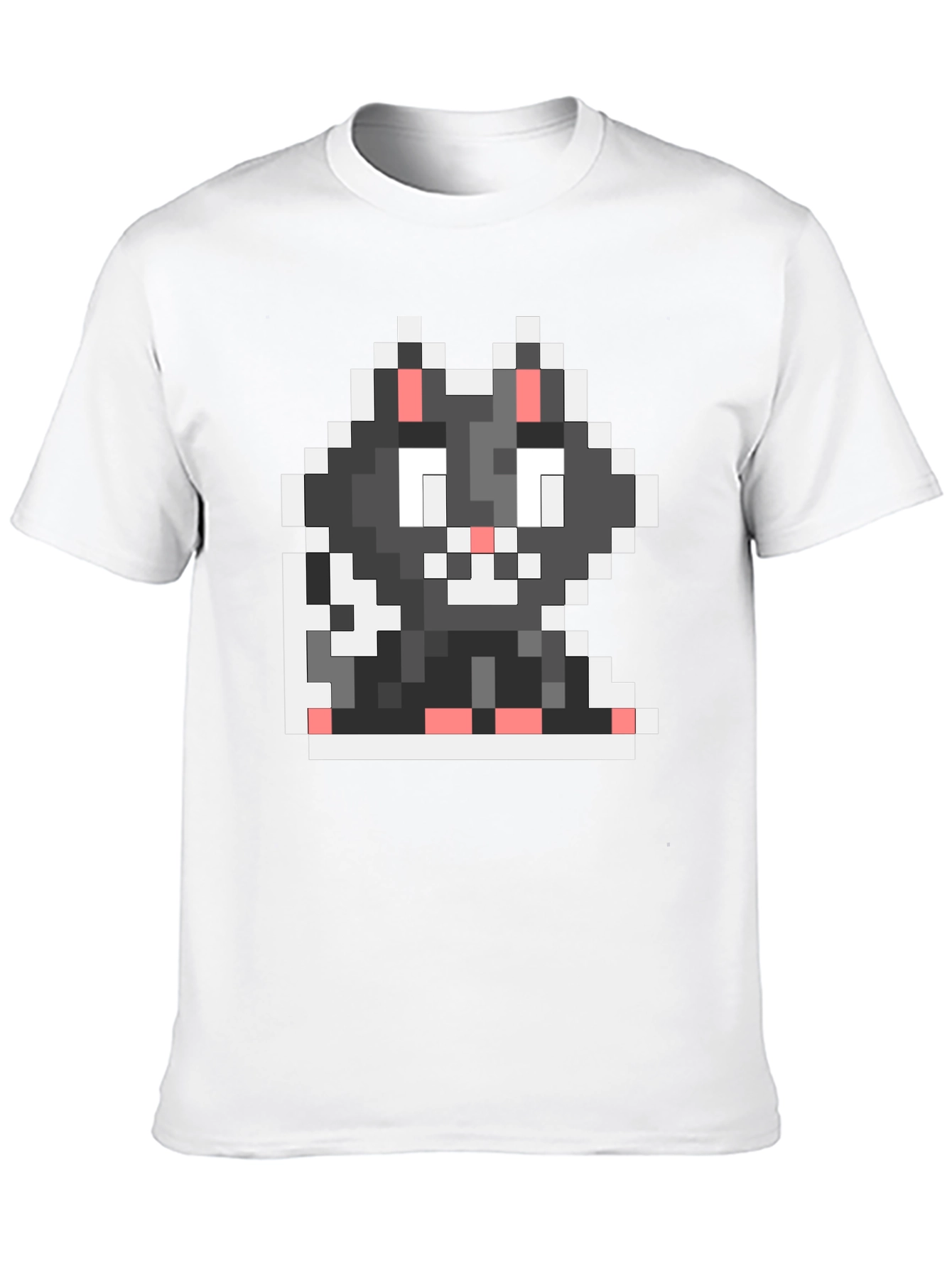 Black Pixel Cat Black T-Shirt view 10