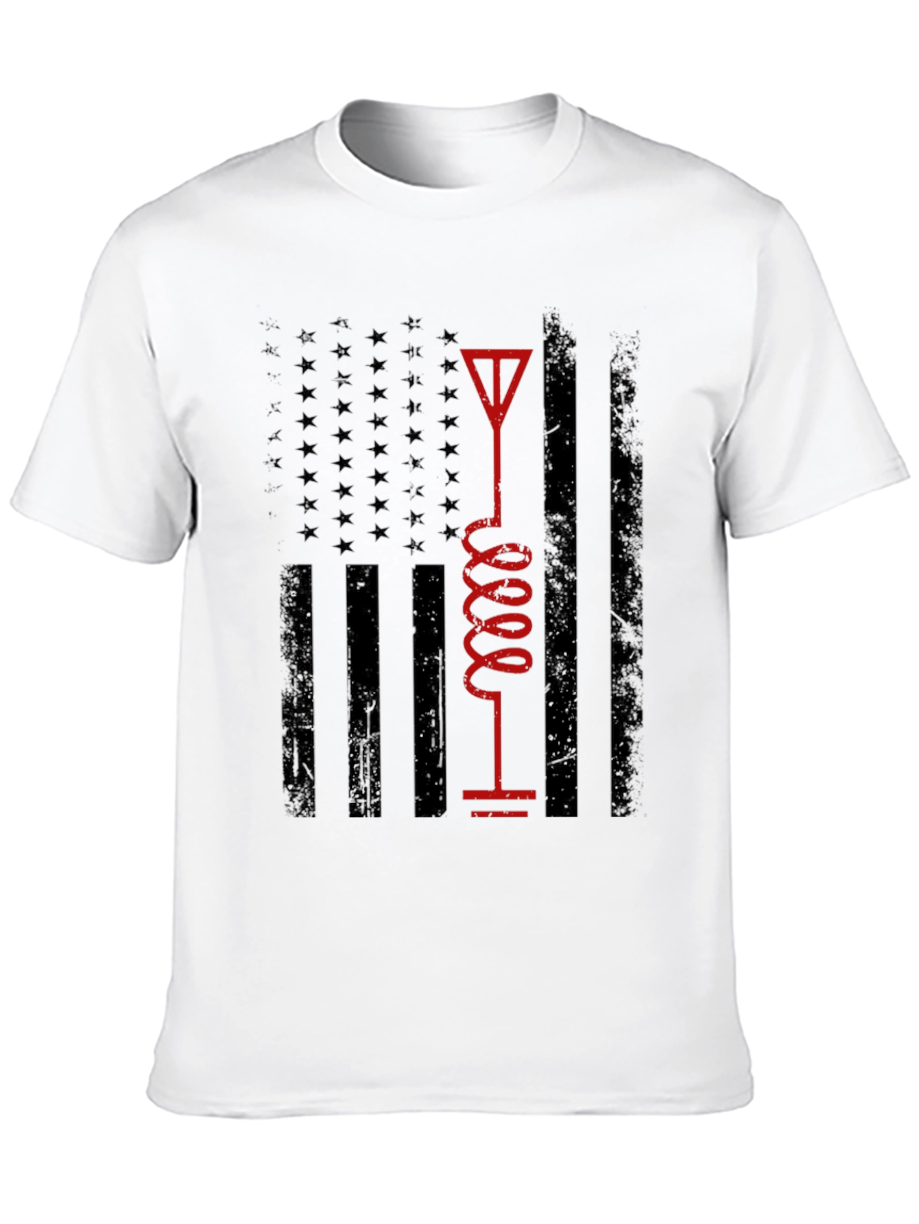 Black American Flag Ham Radio Operator T-Shirt view 10
