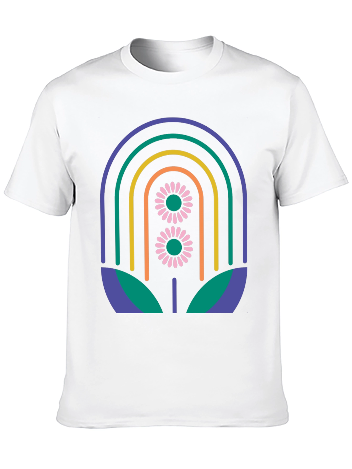 Black Retro Floral Rainbow Graphic Tee view 10