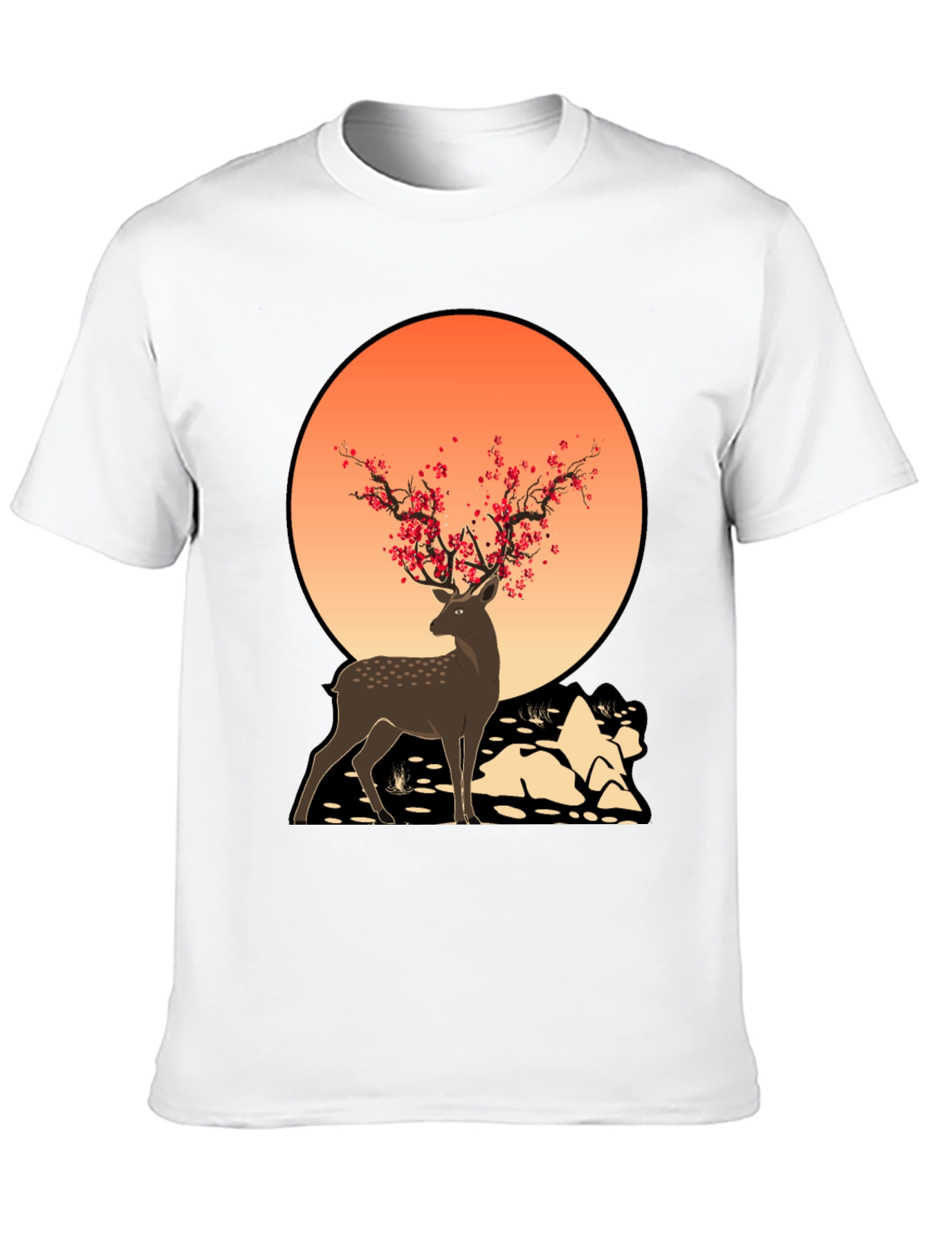 Black Deer and Blossom T-Shirt view 10