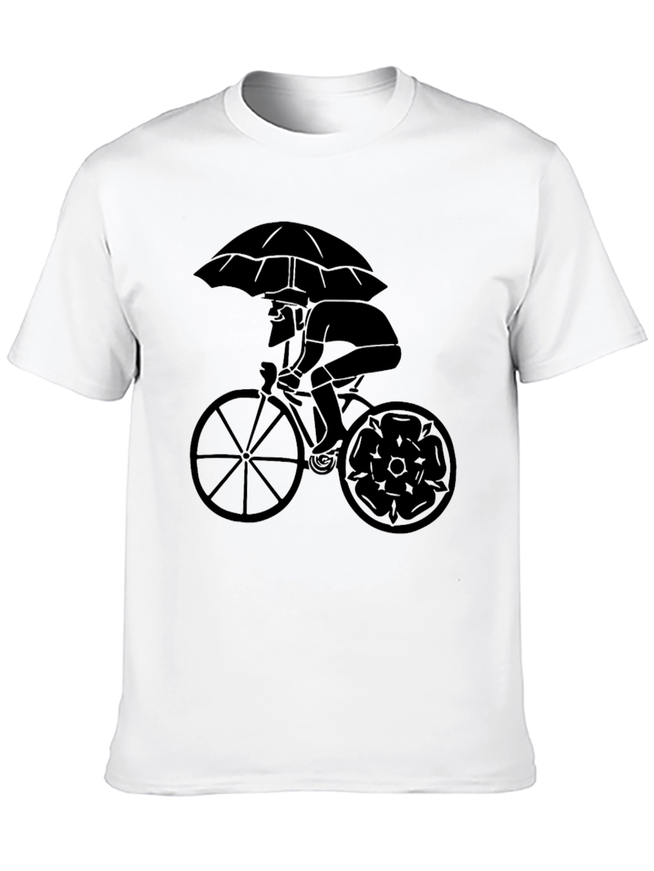 Black Umbrella Cyclist Graphic Tee - Stylish Black T-Shirt view 10