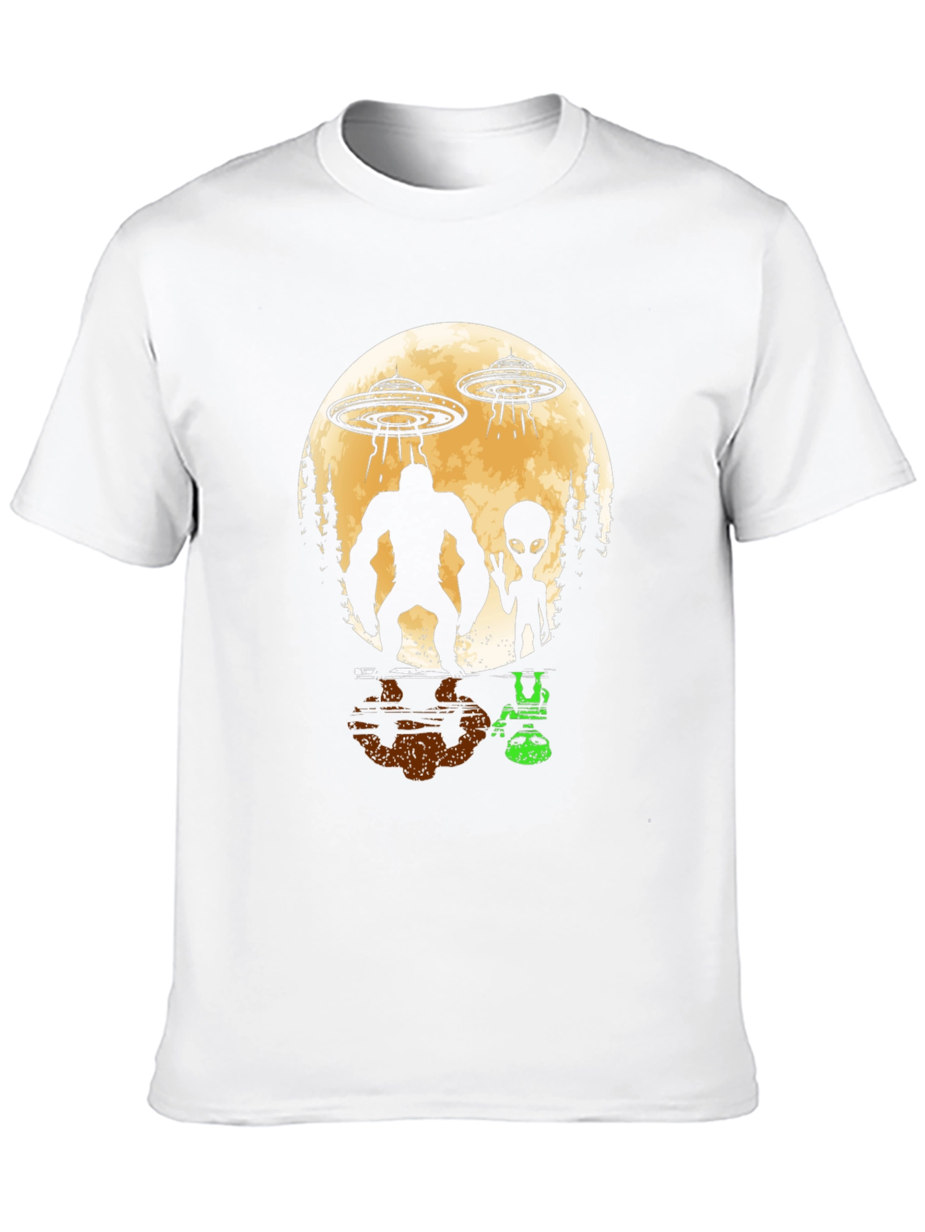 Black Bigfoot & Alien UFO Graphic Tee - Black view 10