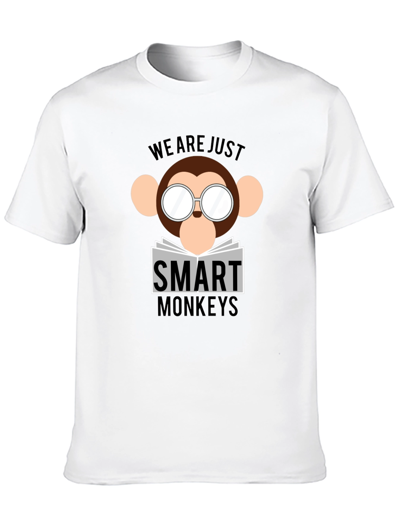 Black Smart Monkeys Graphic T-Shirt - Funny Animal Tee view 10