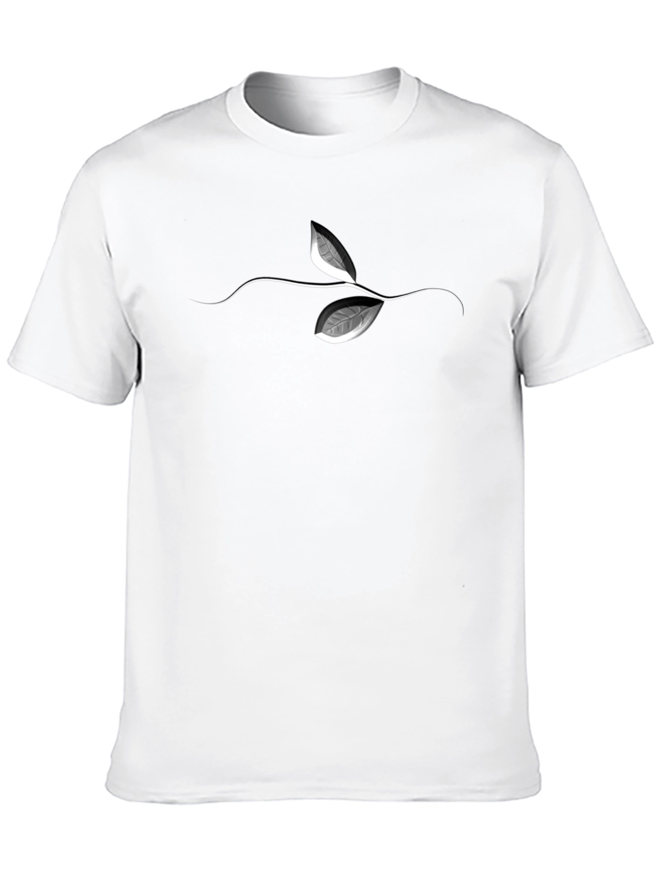 Black Men's Black T-Shirt with Leaf Graphic view 10