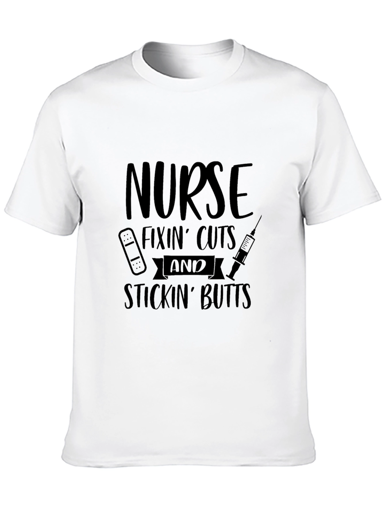 Black Nurse Fixin' Cuts & Stickin' Butts Black T-Shirt view 10