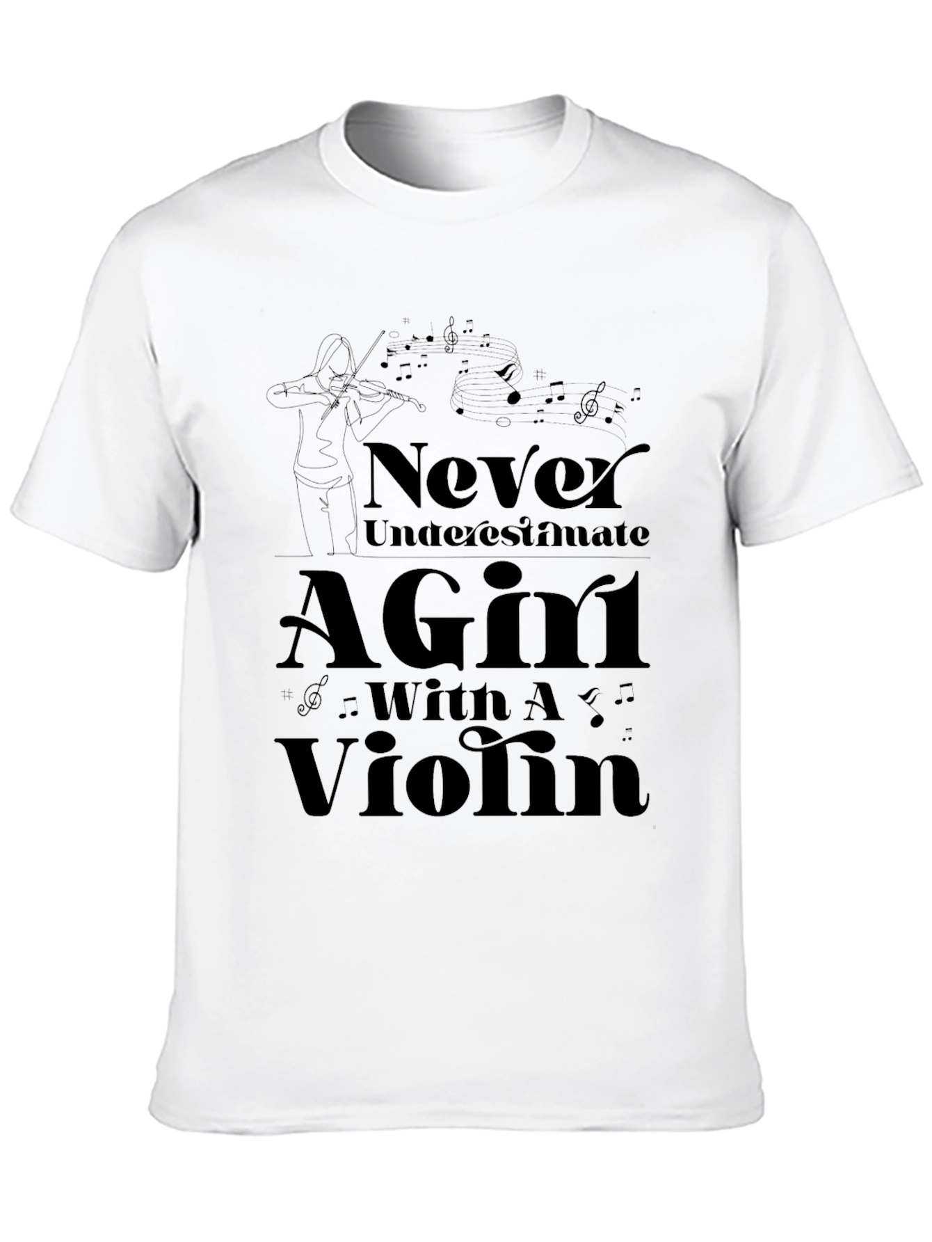 Black Never Underestimate A Girl With A Violin T-Shirt view 10