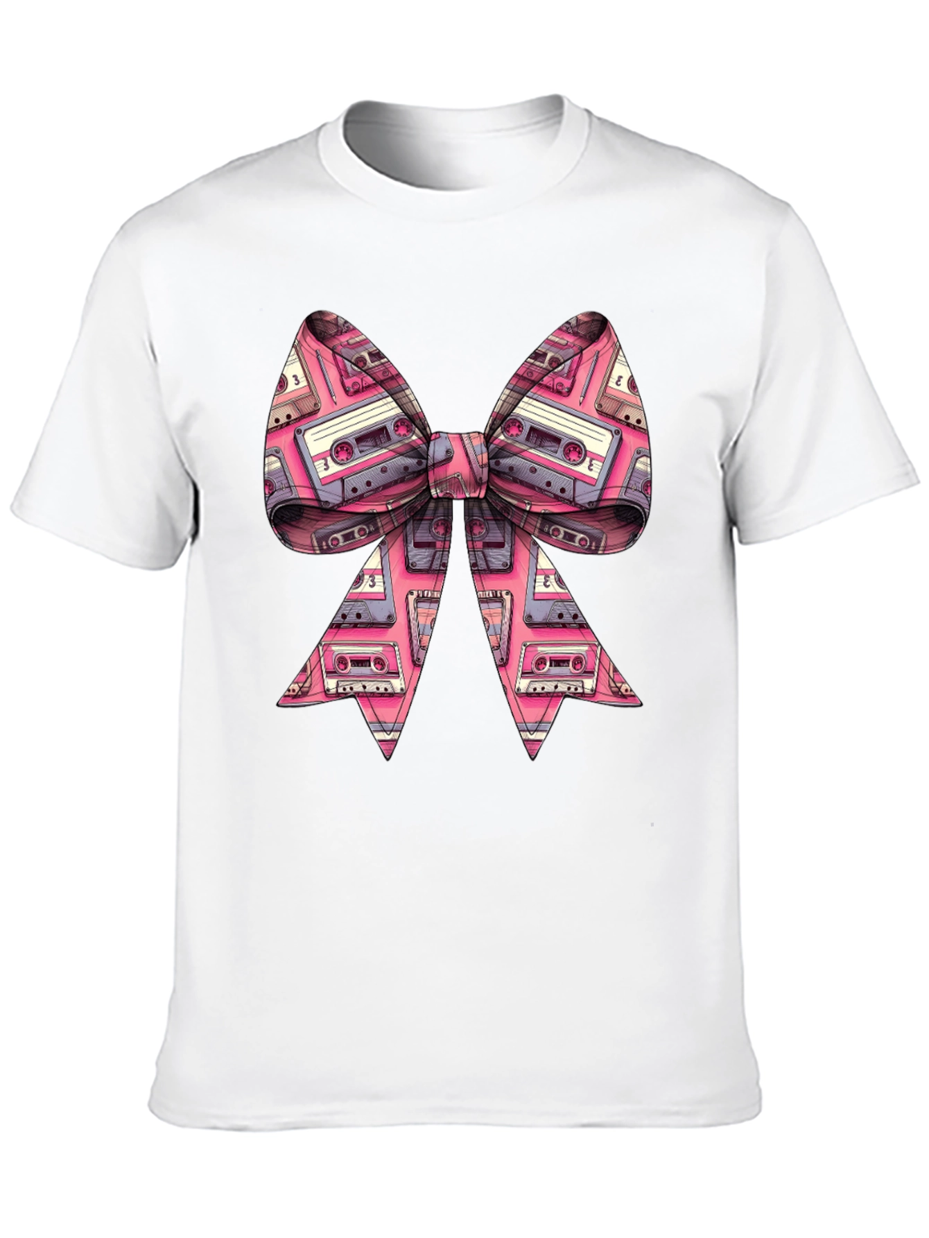 Black Retro Cassette Tape Bow Tie T-Shirt view 10