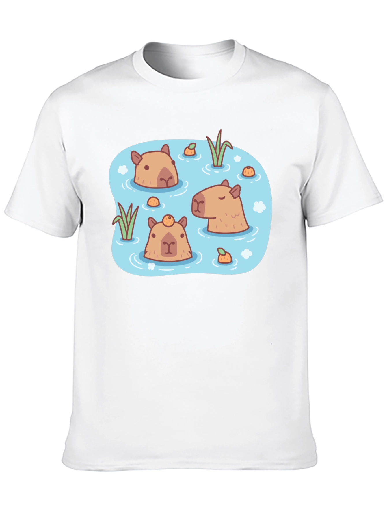 Black Capybara Pond T-Shirt - Relaxed Aquatic Design view 10