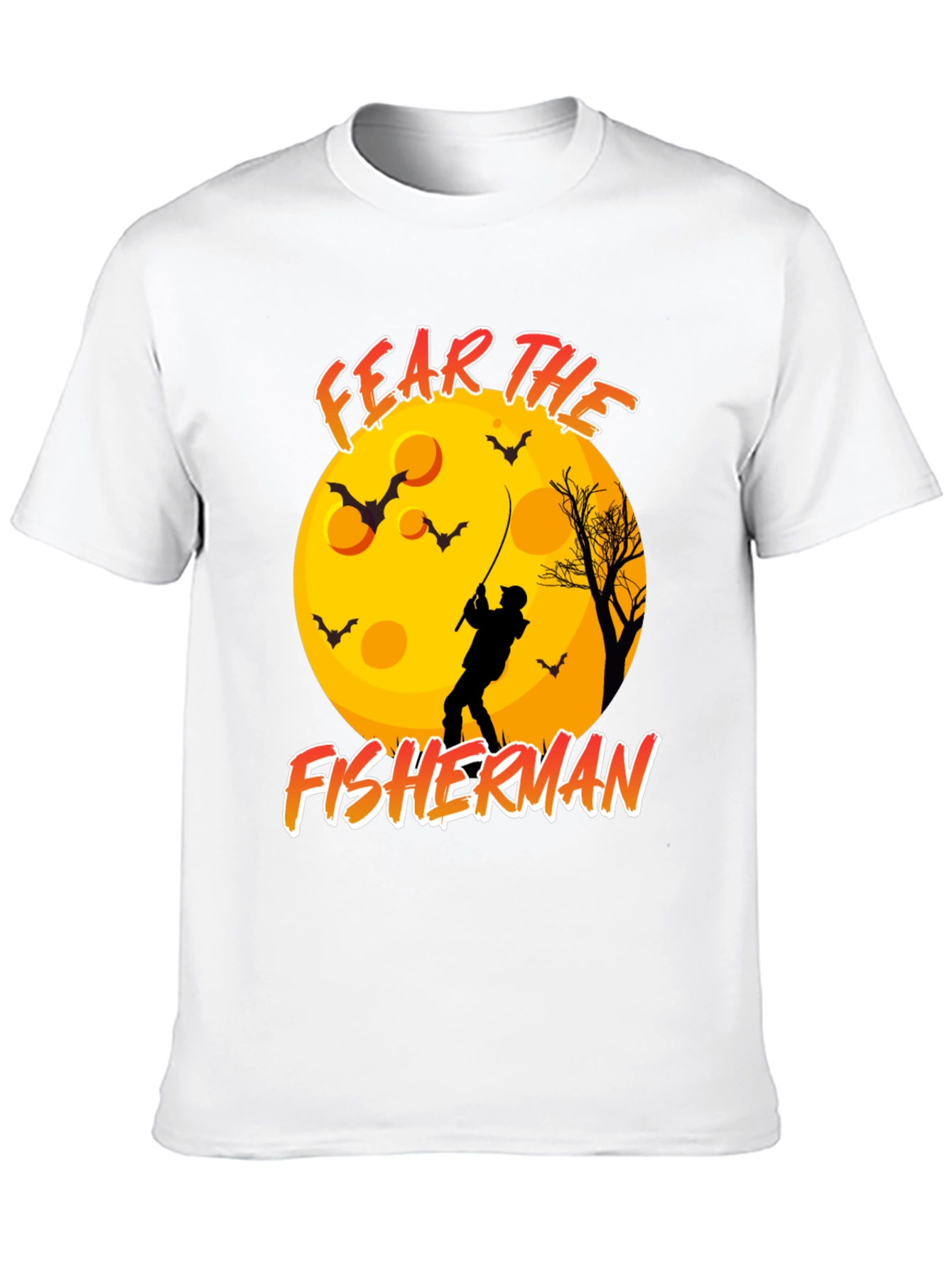 Black Fear the Fisherman Black T-Shirt Halloween Moon Bats view 10