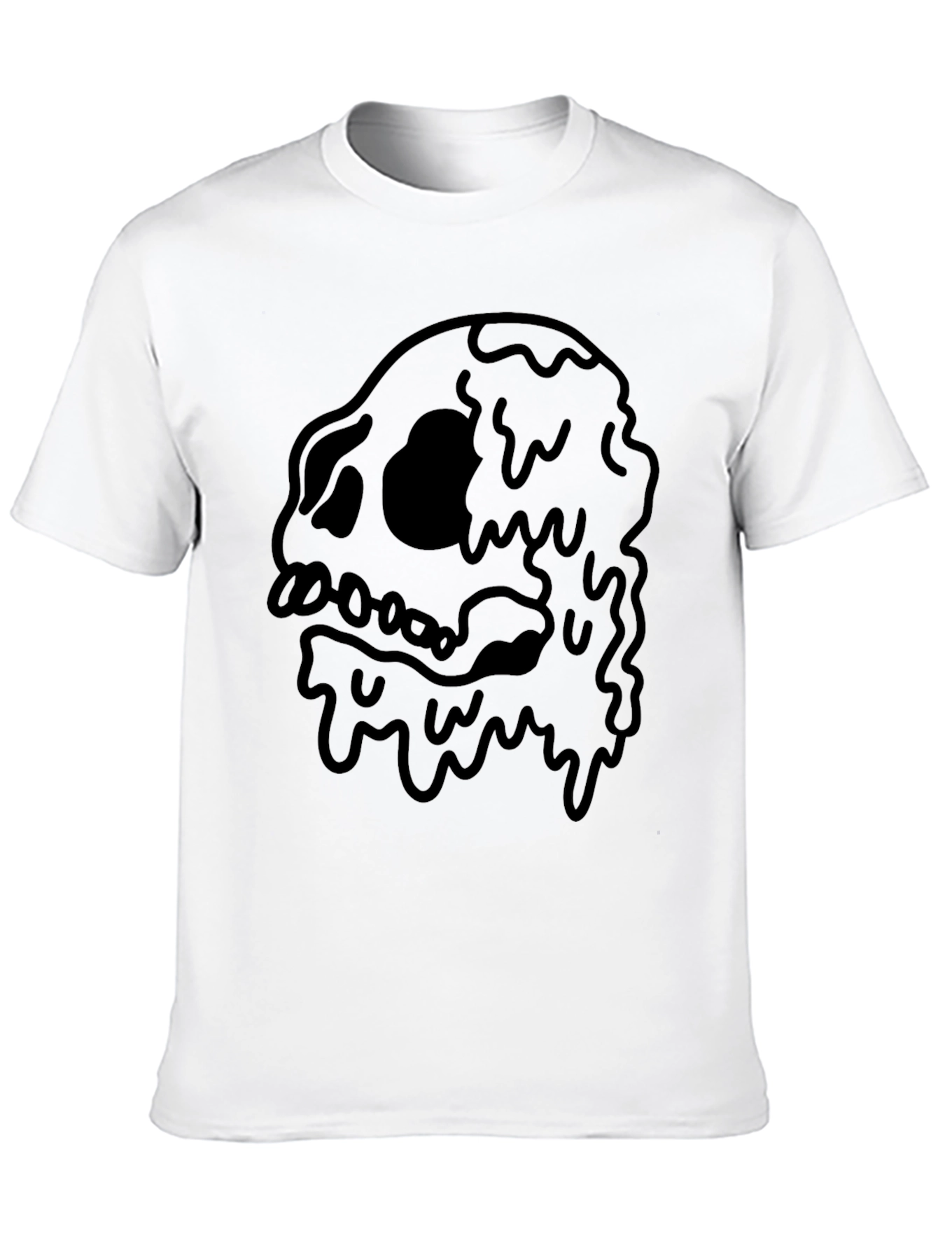 Black Men's Black T-Shirt with Dripping Skull Graphic view 10