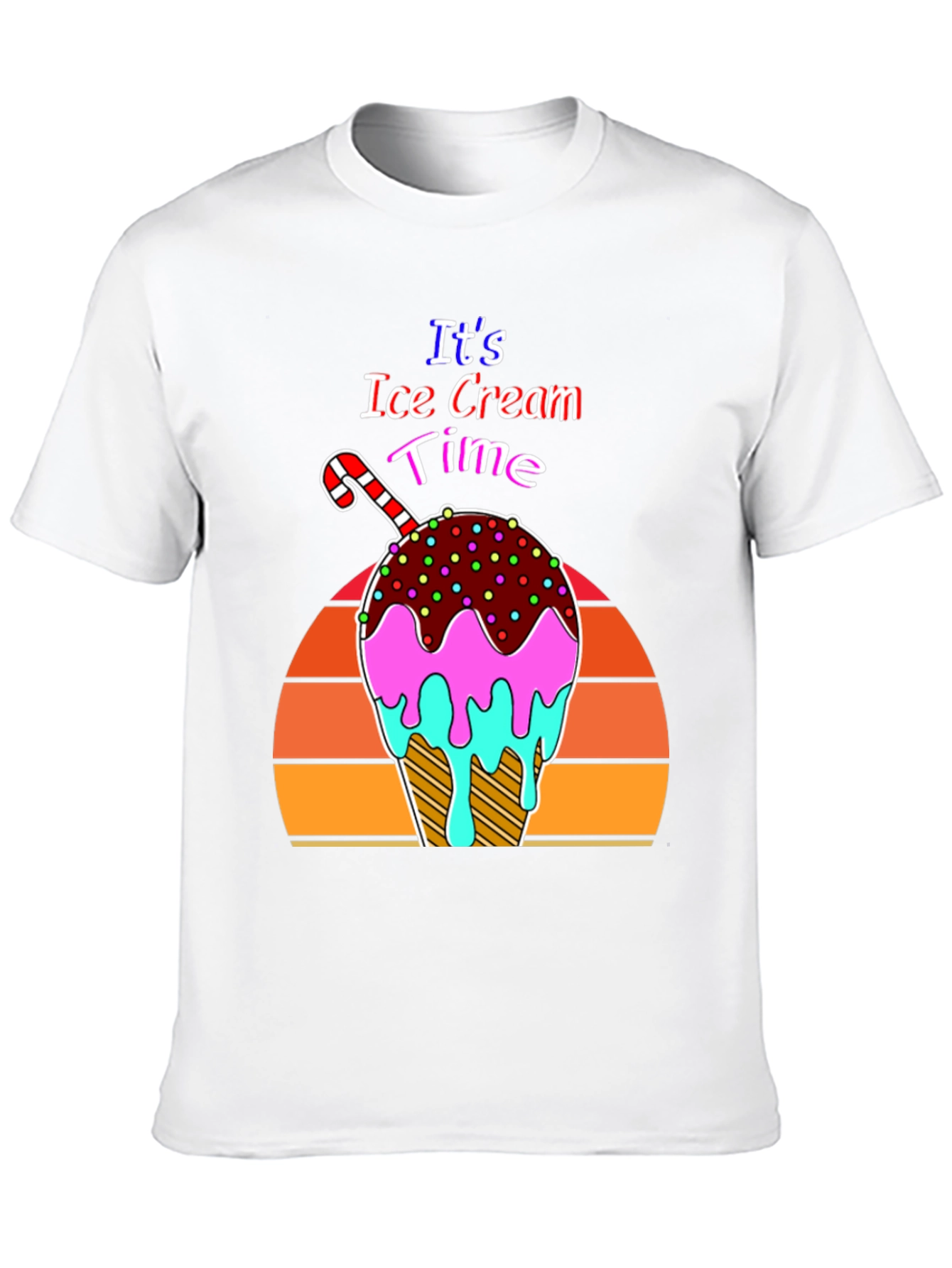 Black It's Ice Cream Time Retro T-Shirt view 10