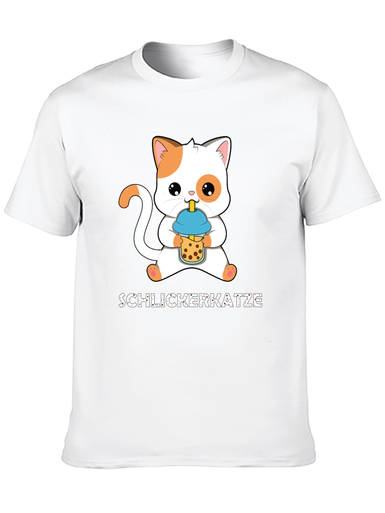 Black Schlickerkatze Cat Boba Tea T-Shirt view 10