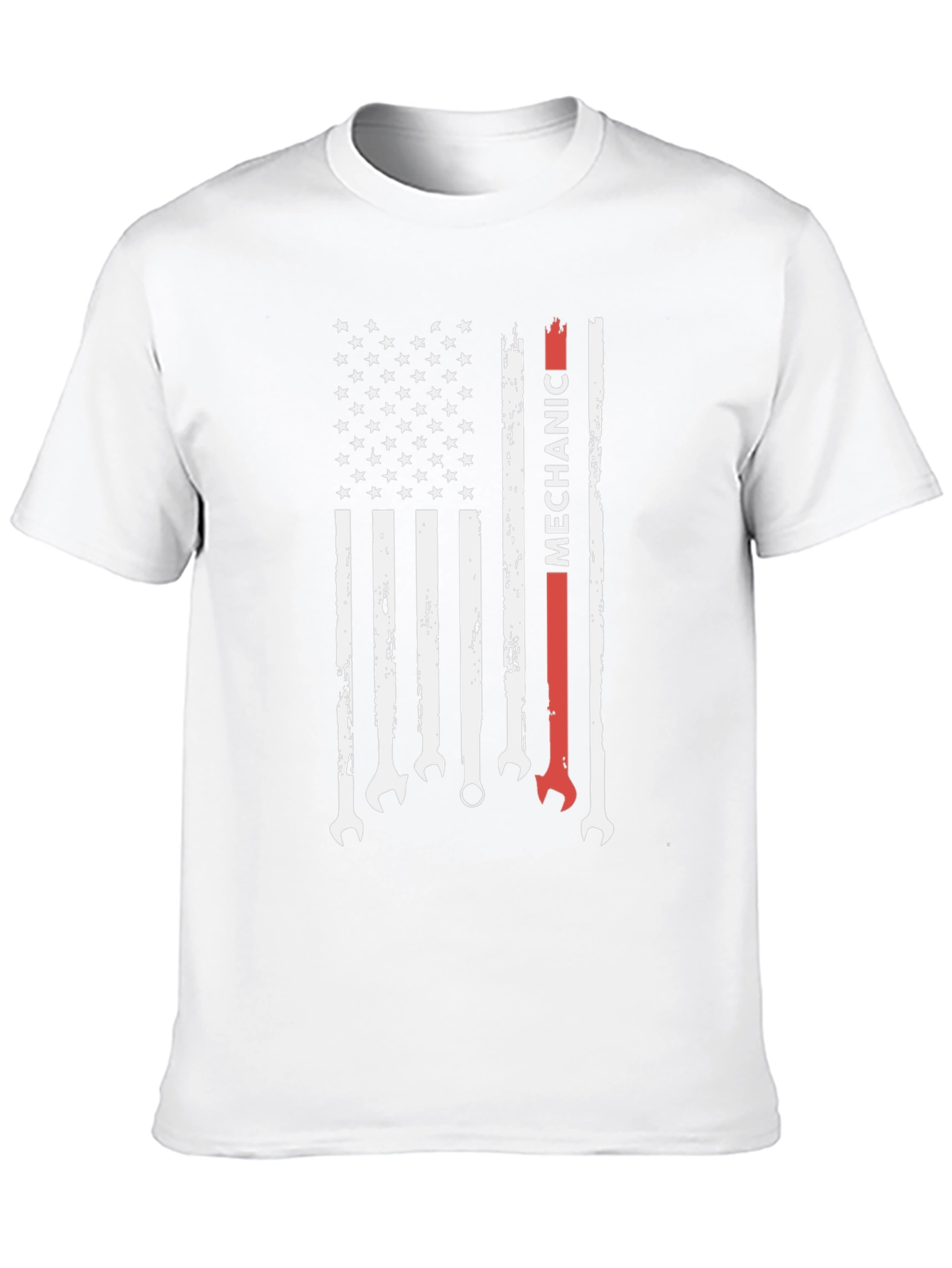 Black Mechanic American Flag Graphic Tee - Patriotic Wrench T-Shirt view 10
