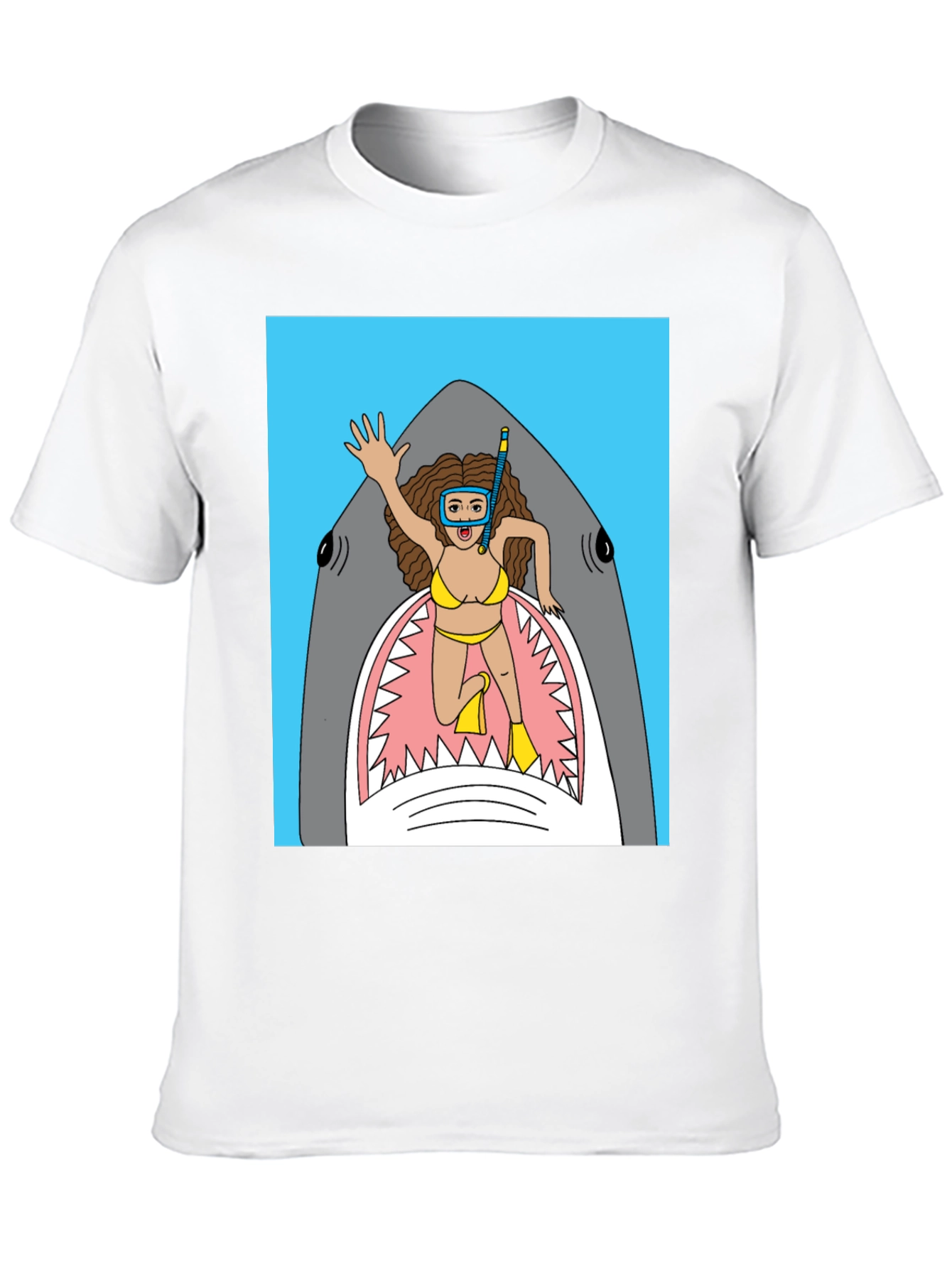 Black Shark Diver Graphic Tee - Funny Cartoon T-Shirt view 10