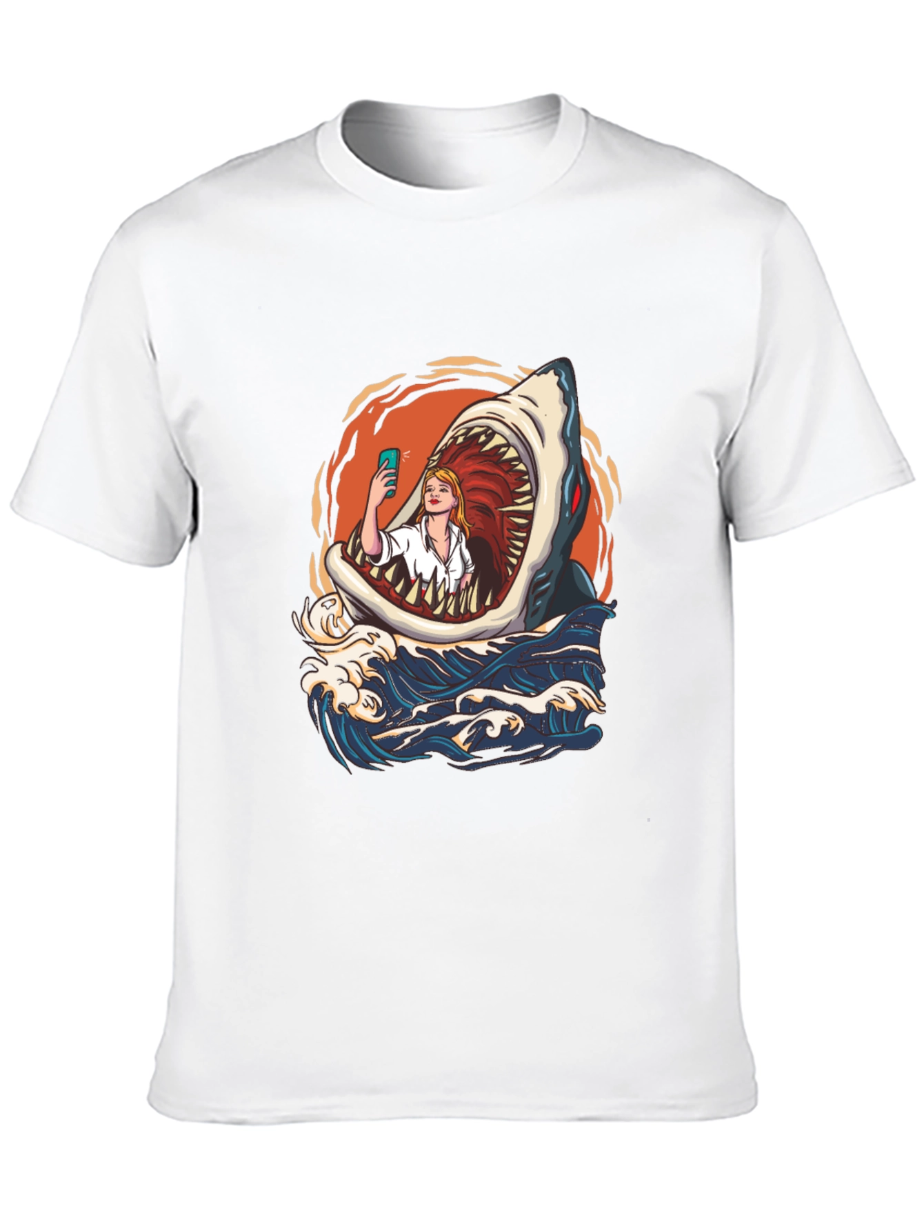 Black Shark Selfie Graphic Tee - Funny Ocean Print view 10