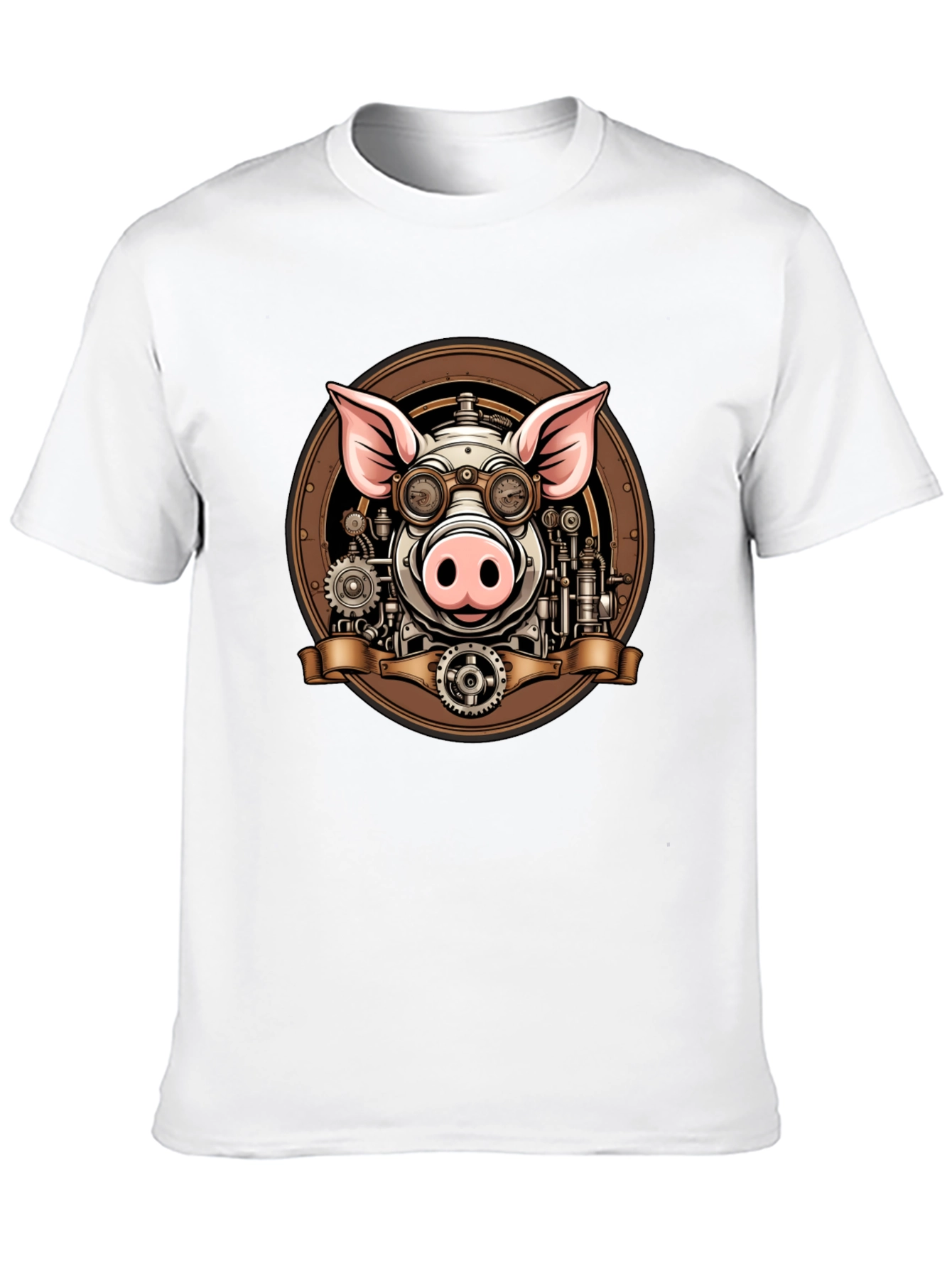 Black Steampunk Pig Graphic Tee - Unique Design view 10