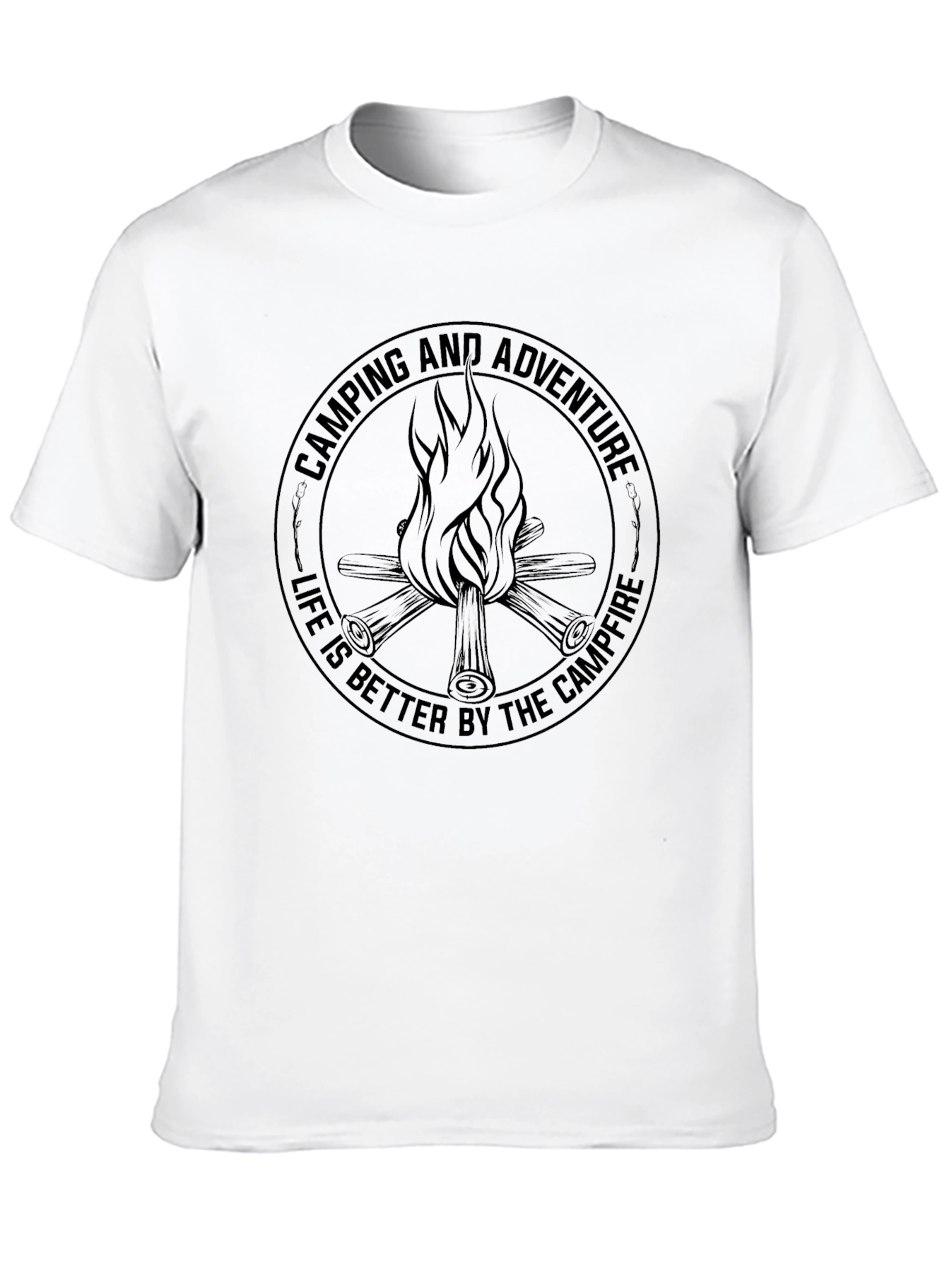 Black Camping Adventure Campfire Graphic T-Shirt view 10