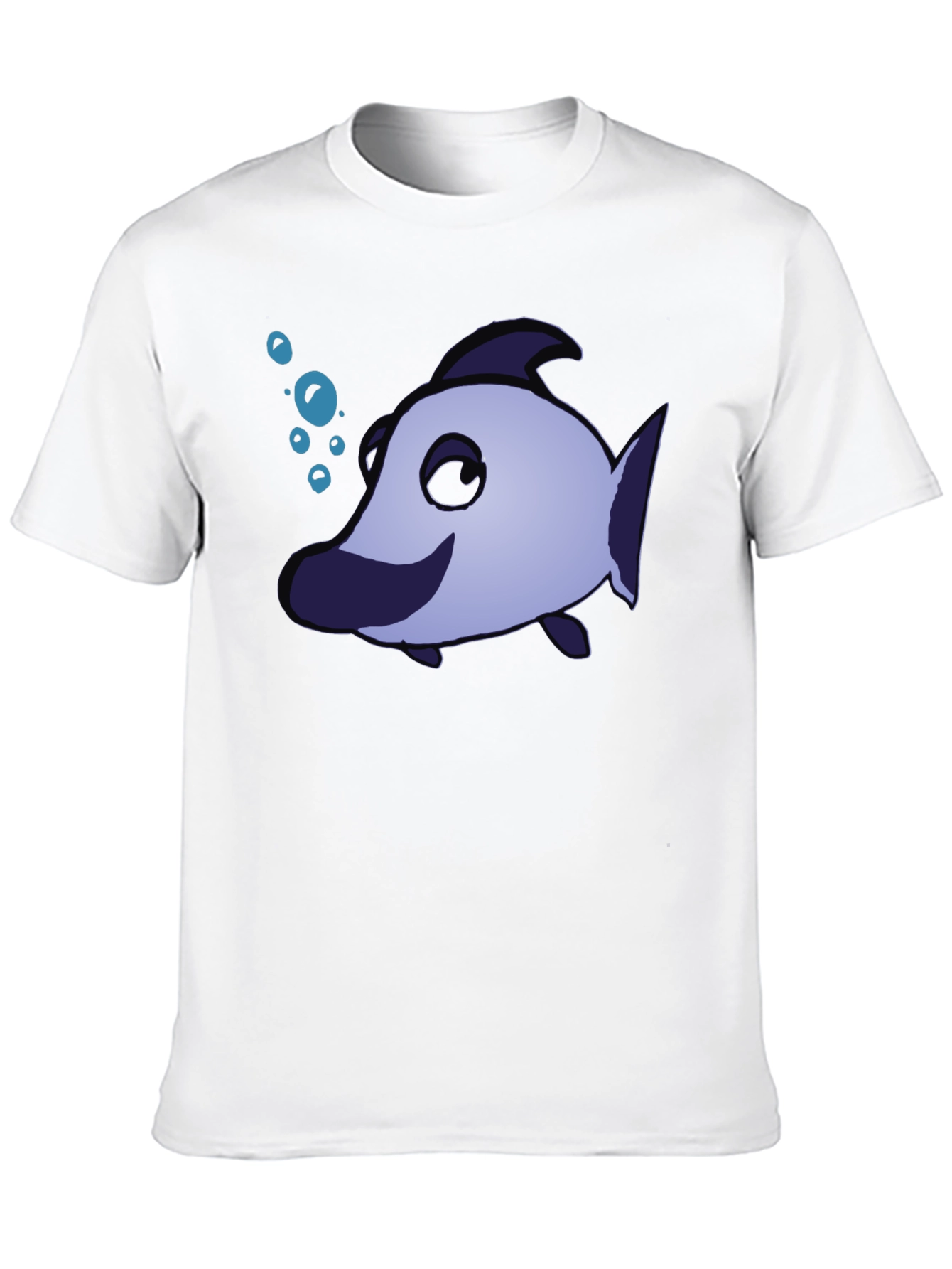 Black Funny Cartoon Fish T-Shirt view 10