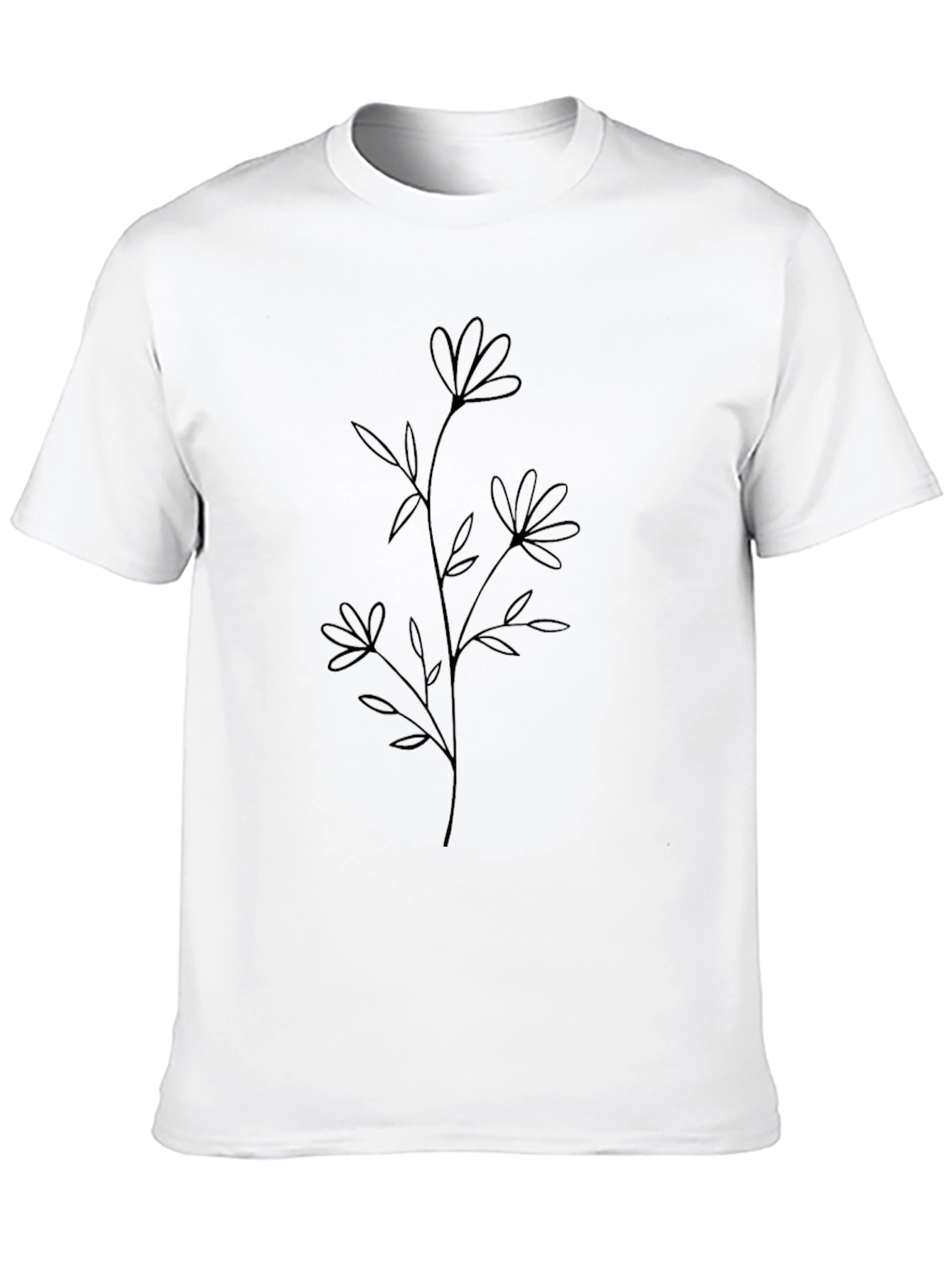 Black Minimalist Flower Graphic T-Shirt - Black view 10