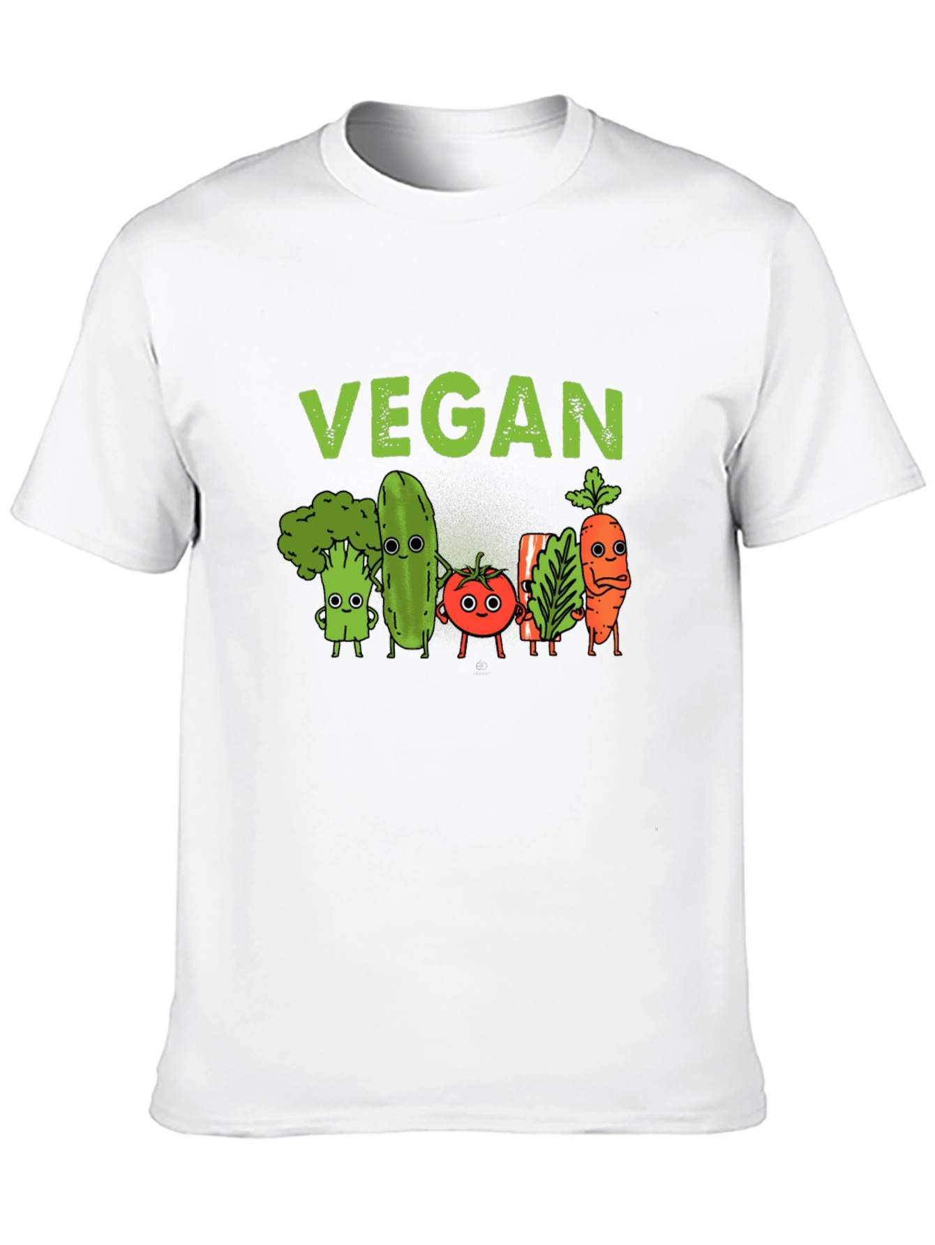Black Vegan T-Shirt - Cute Cartoon Vegetables view 10
