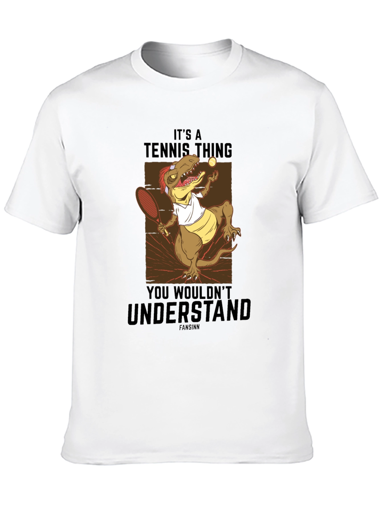 Black Tennis Dinosaur Graphic T-Shirt - "It's a Tennis Thing" view 10