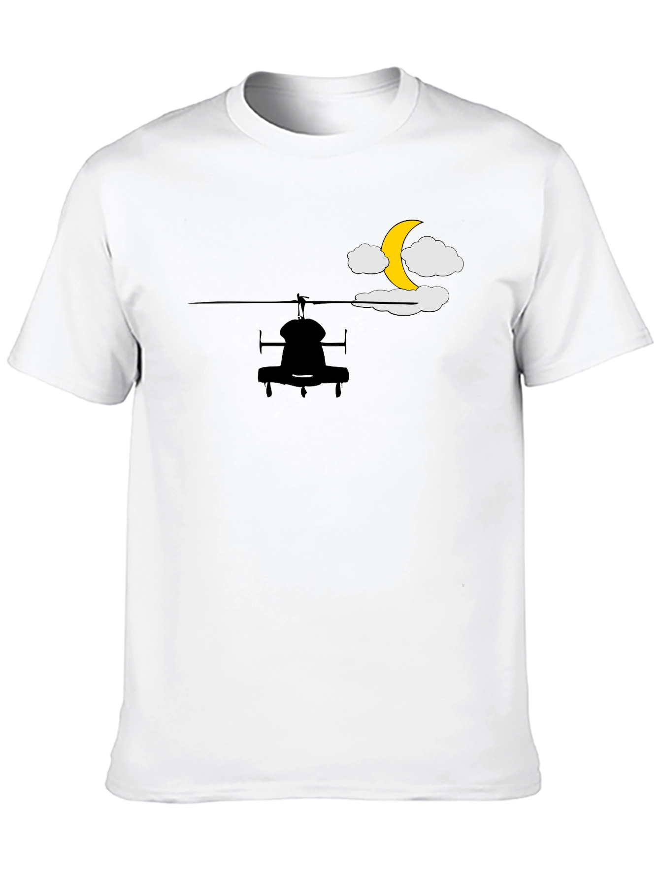 Black Helicopter Moon T-Shirt - Night Flight Design view 10