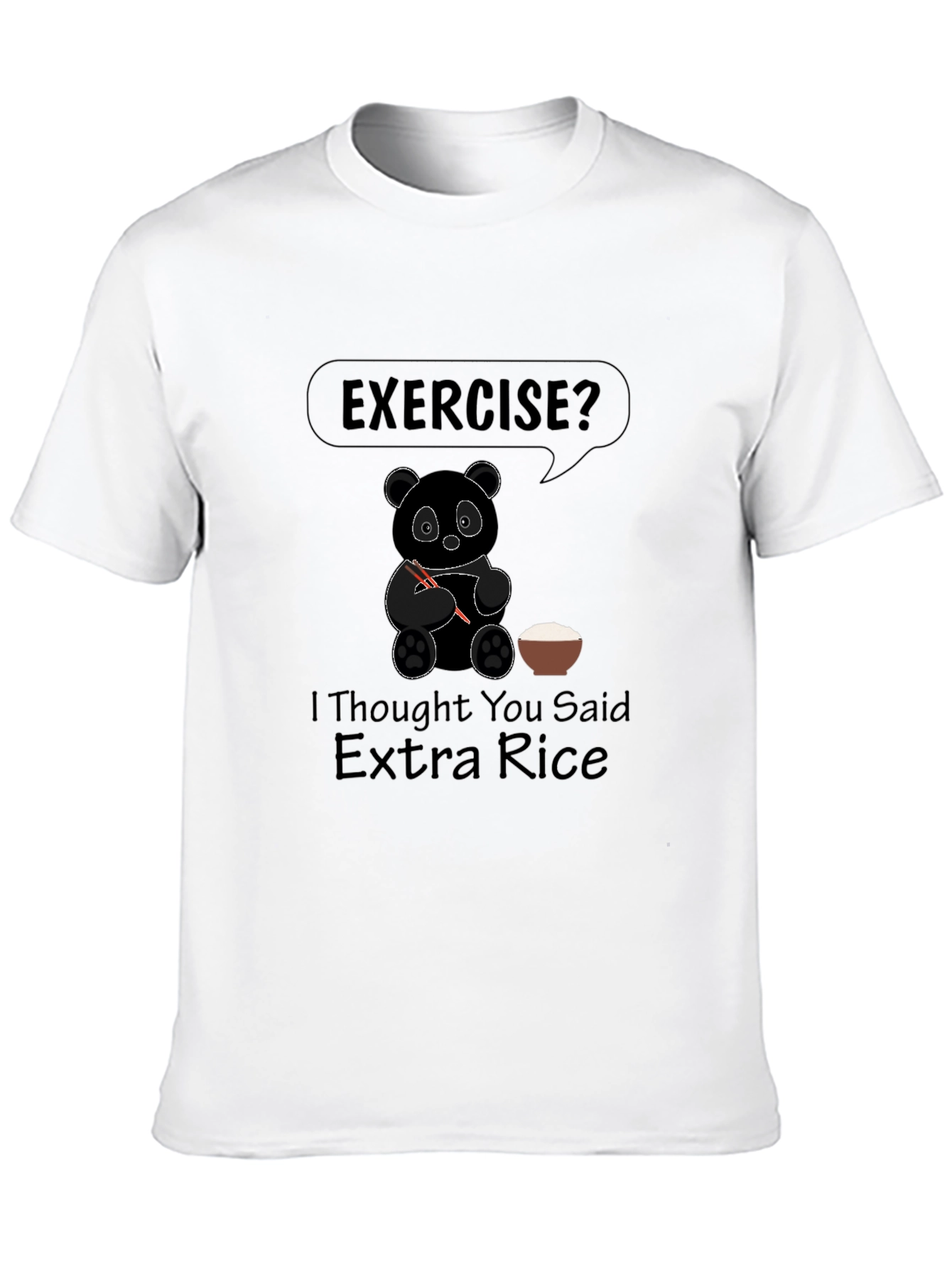 Black Exercise? Extra Rice Panda Graphic Tee - Black T-Shirt view 10