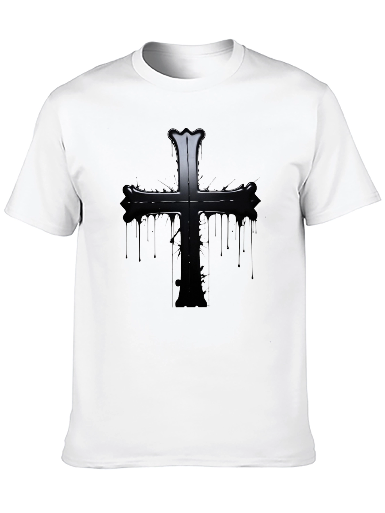 Black Gothic Cross Graphic Black T-Shirt view 10