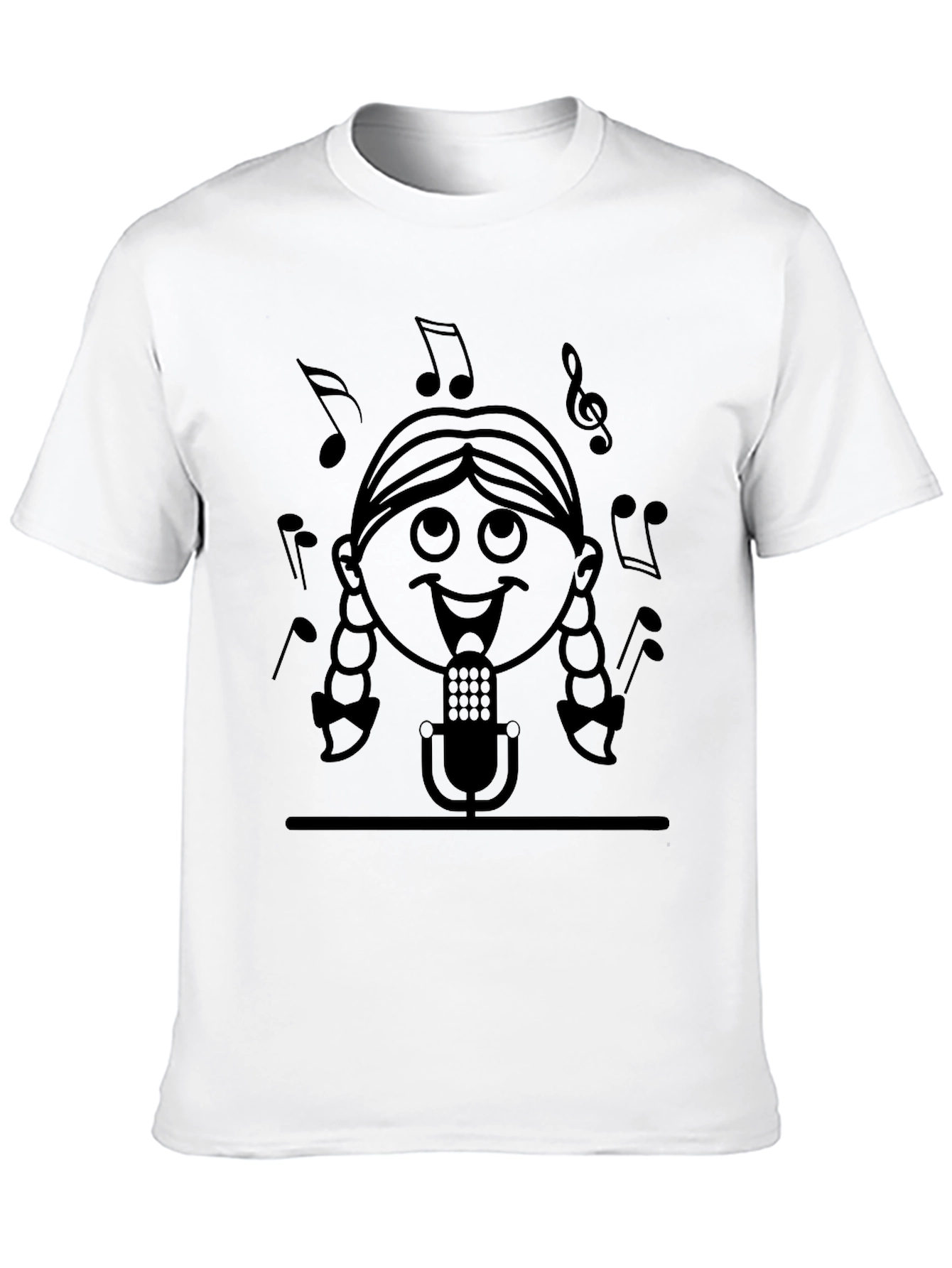 Black Singing Girl Graphic Tee - Black Cotton Casual Wear view 10