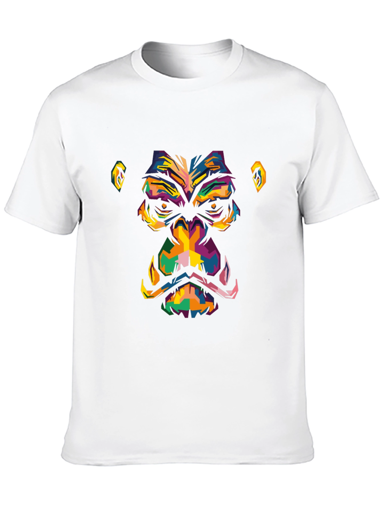 Black Abstract Gorilla Face Graphic Black T-Shirt view 10