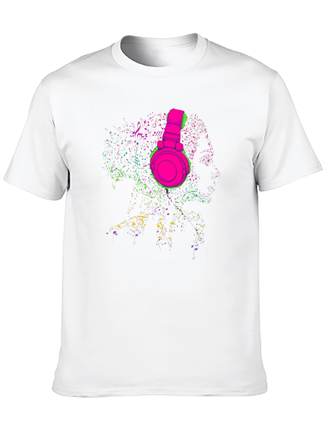 Black Neon Music Headphones Graphic T-Shirt view 10