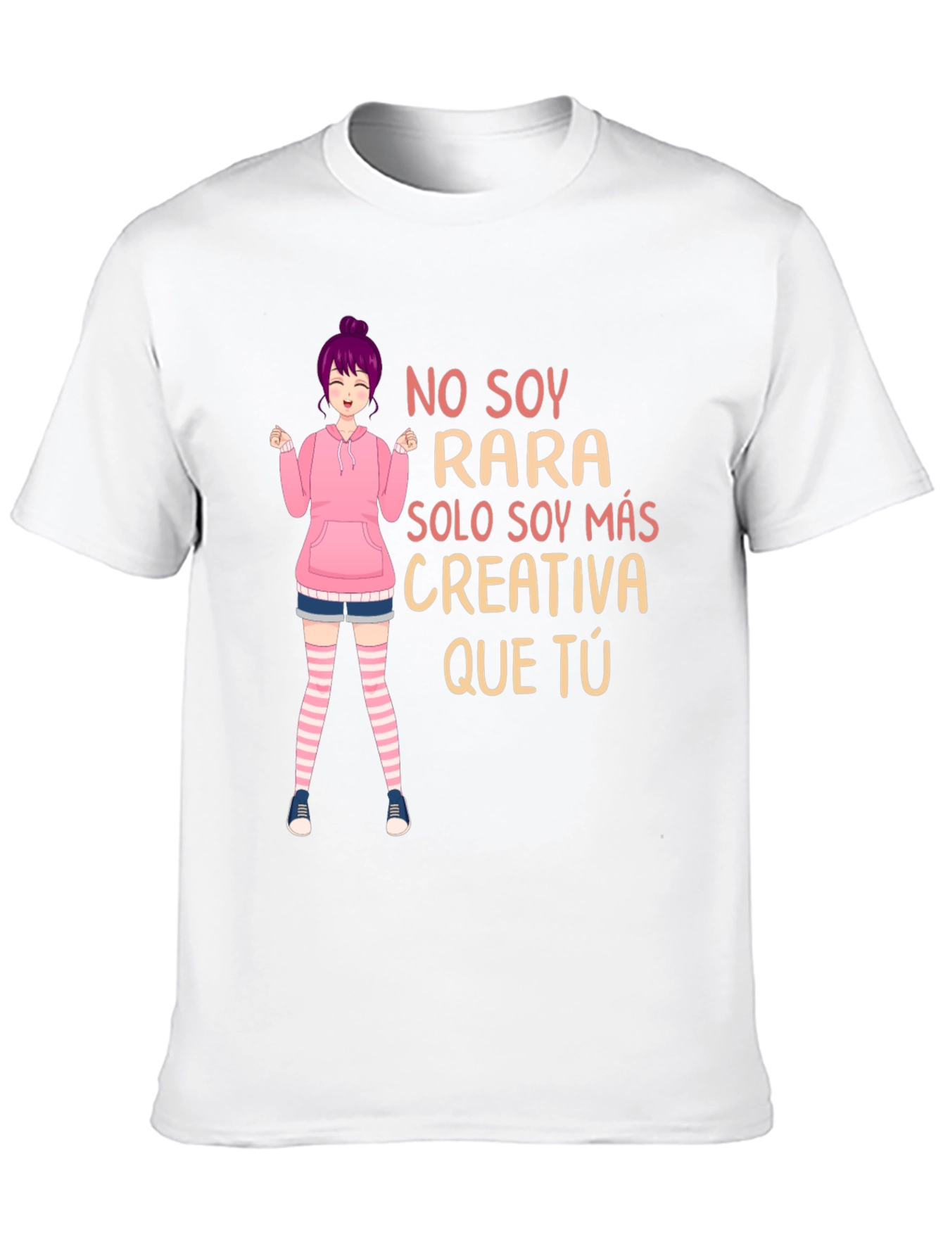 Black Creative Anime Girl Graphic Tee - Unisex Black T-Shirt view 10