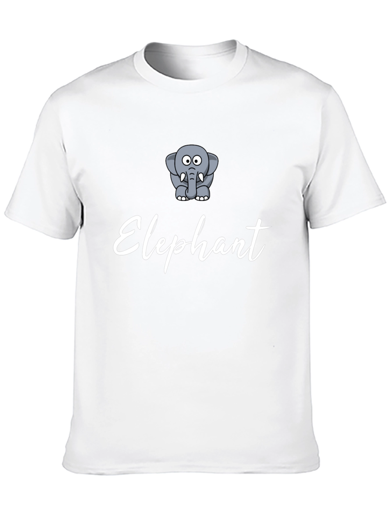 Black Elephant Cartoon Print Men's Black T-Shirt view 10