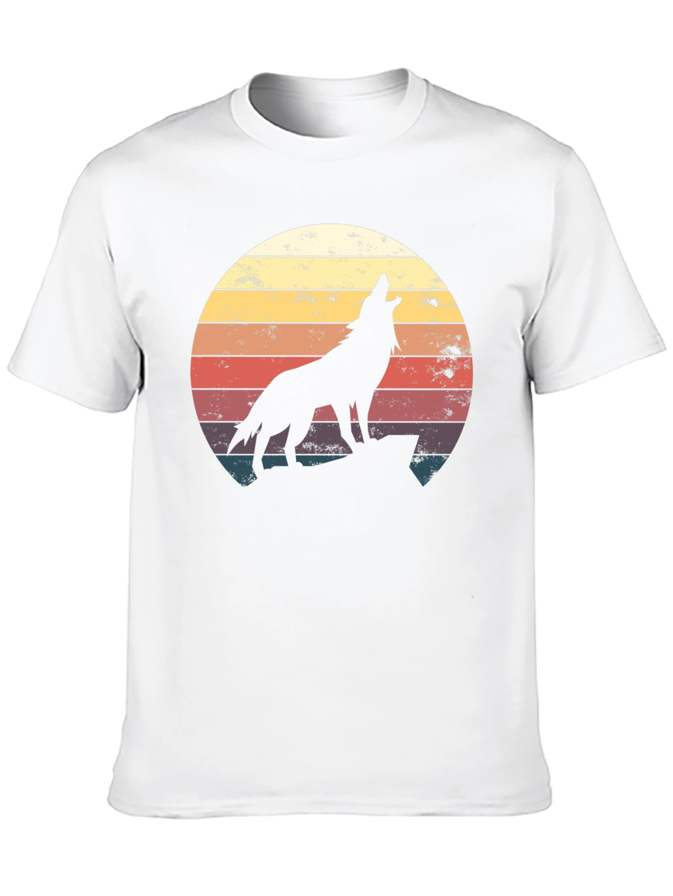 Black Retro Wolf Silhouette T-Shirt - Vintage Style view 10