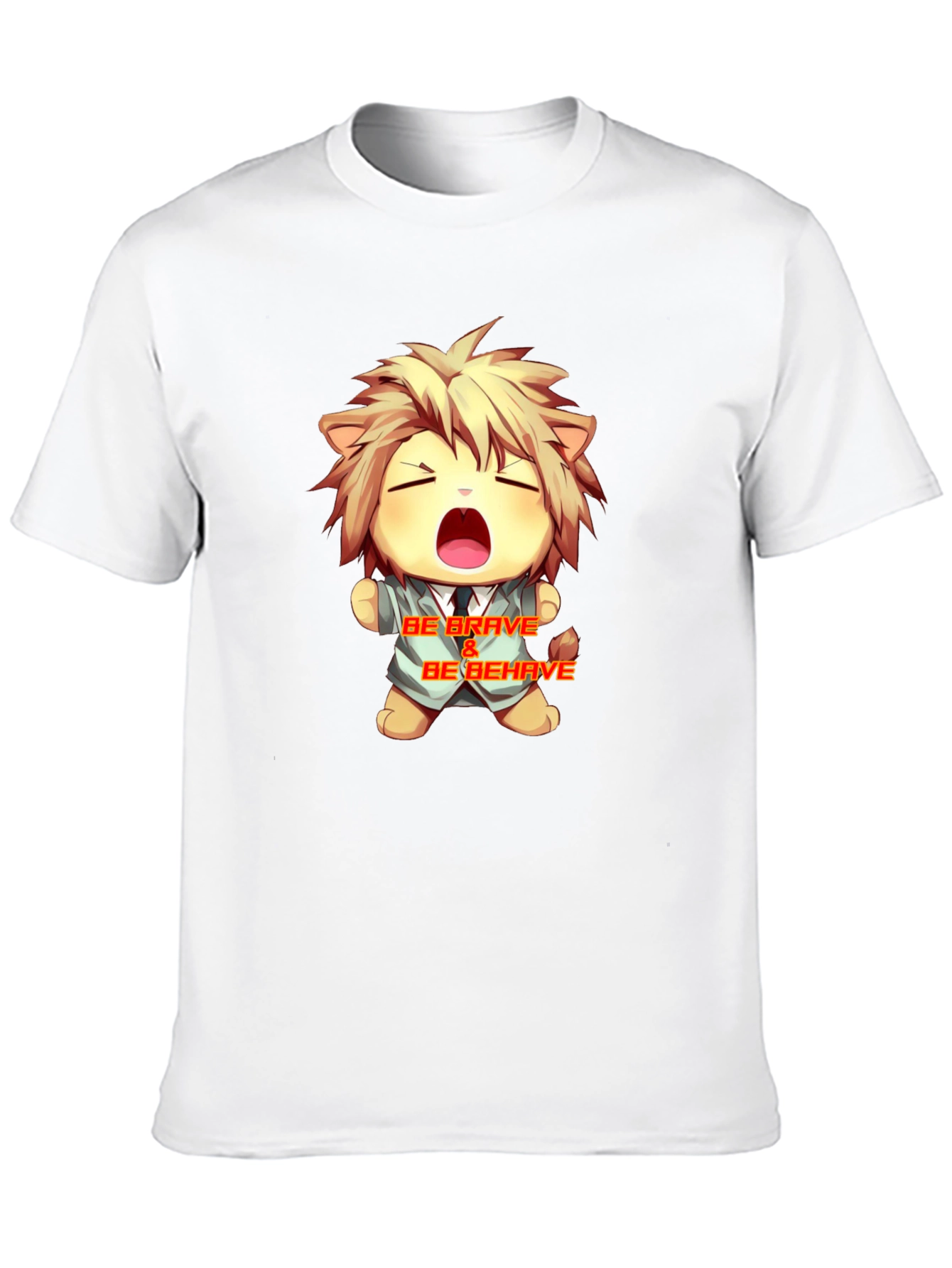 Black Be Brave Cartoon Lion Graphic Tee - Black view 10