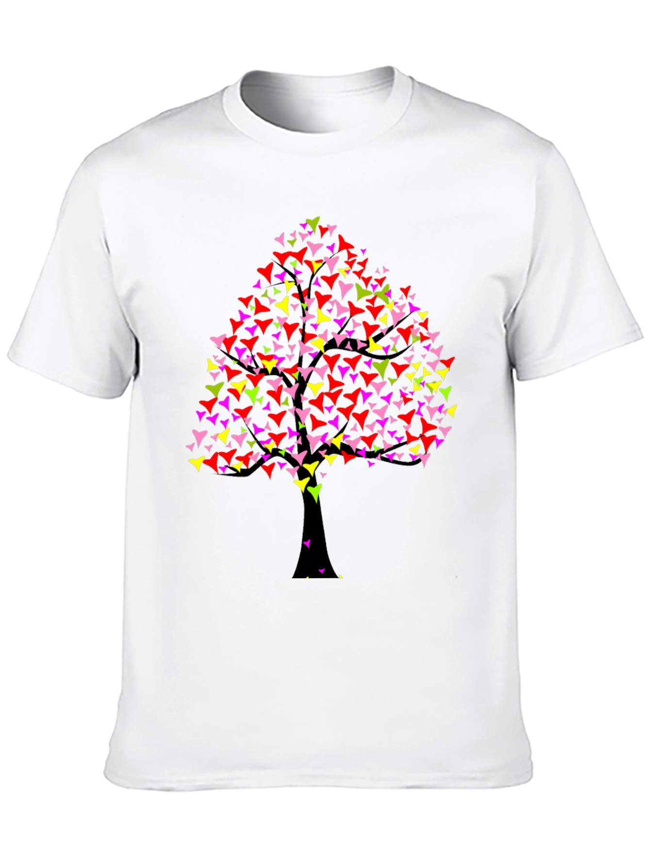 Black Colorful Tree Graphic Black T-Shirt view 10